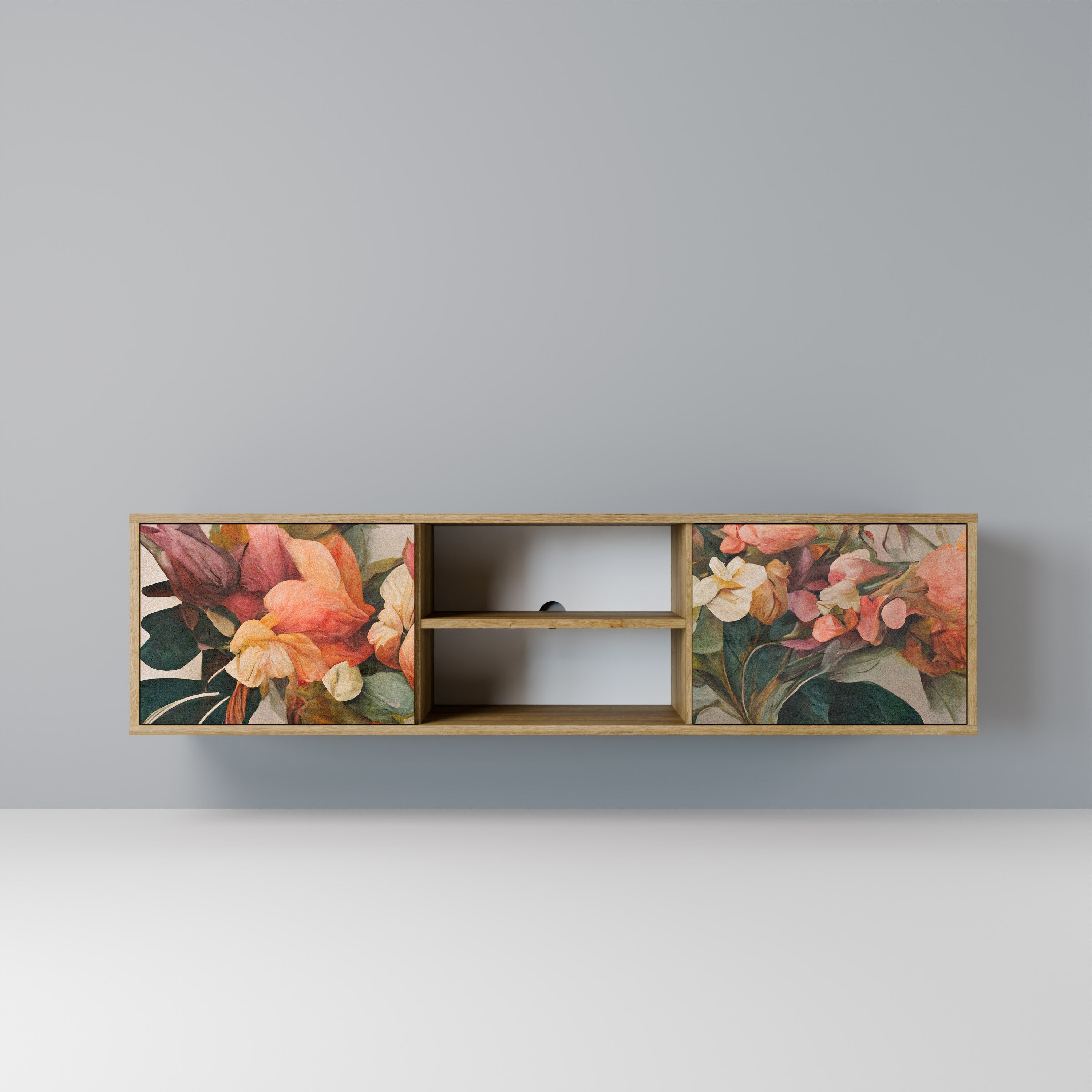 STYLISH BEAUTY 2-Door TV Stand in Oak Effect