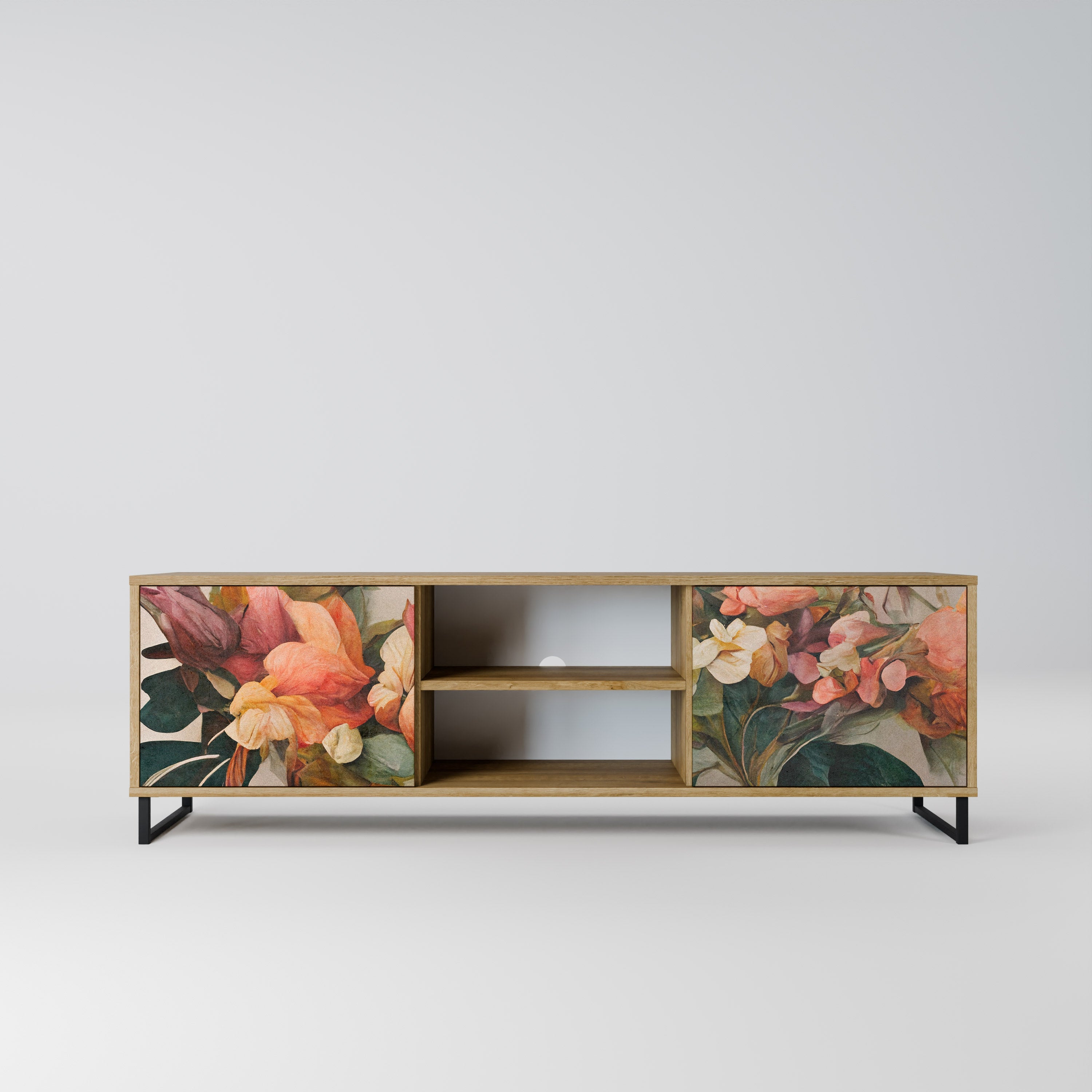 STYLISH BEAUTY 2-Door TV Stand in Oak Effect