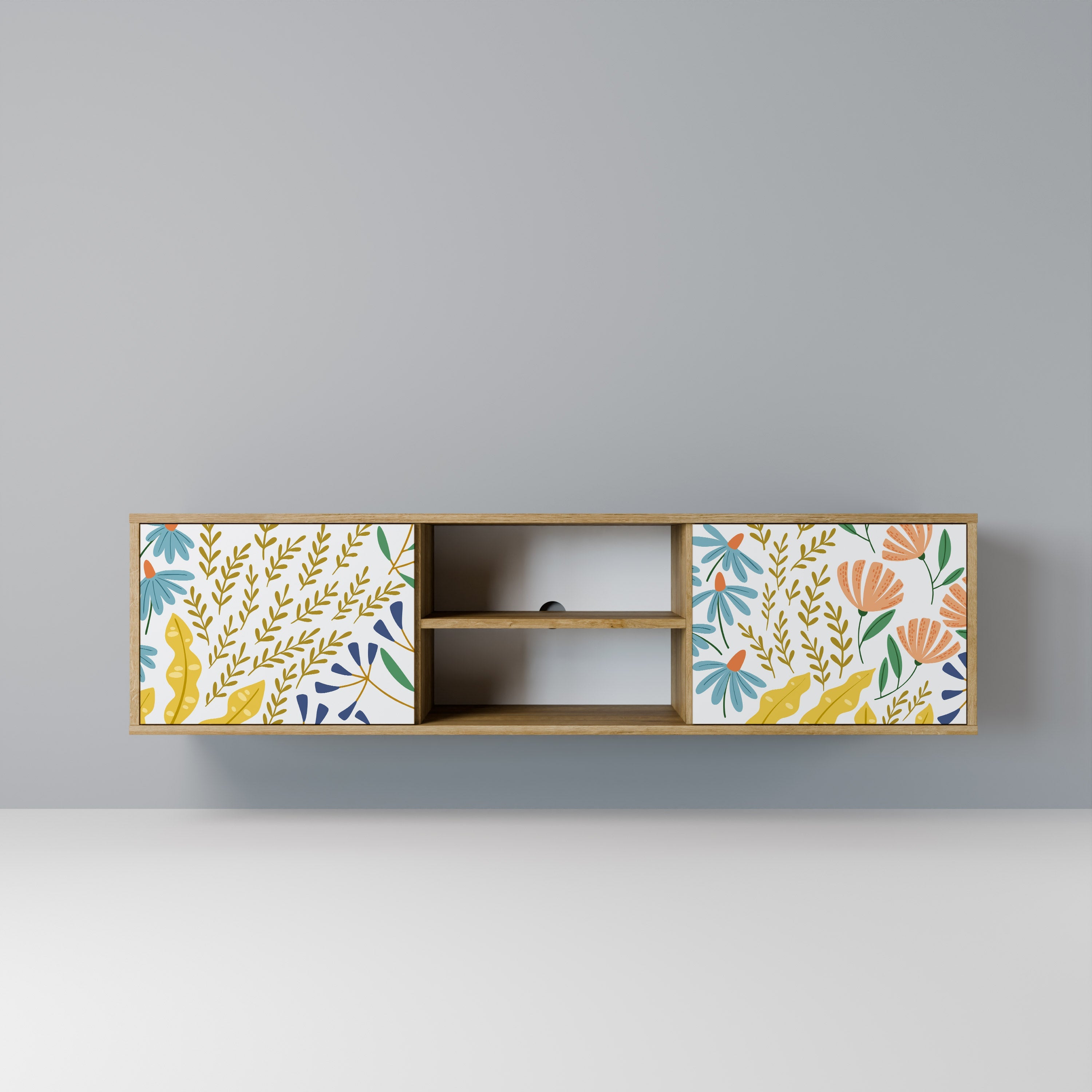 HELLO SPRING 2-Door TV Stand in Oak Effect