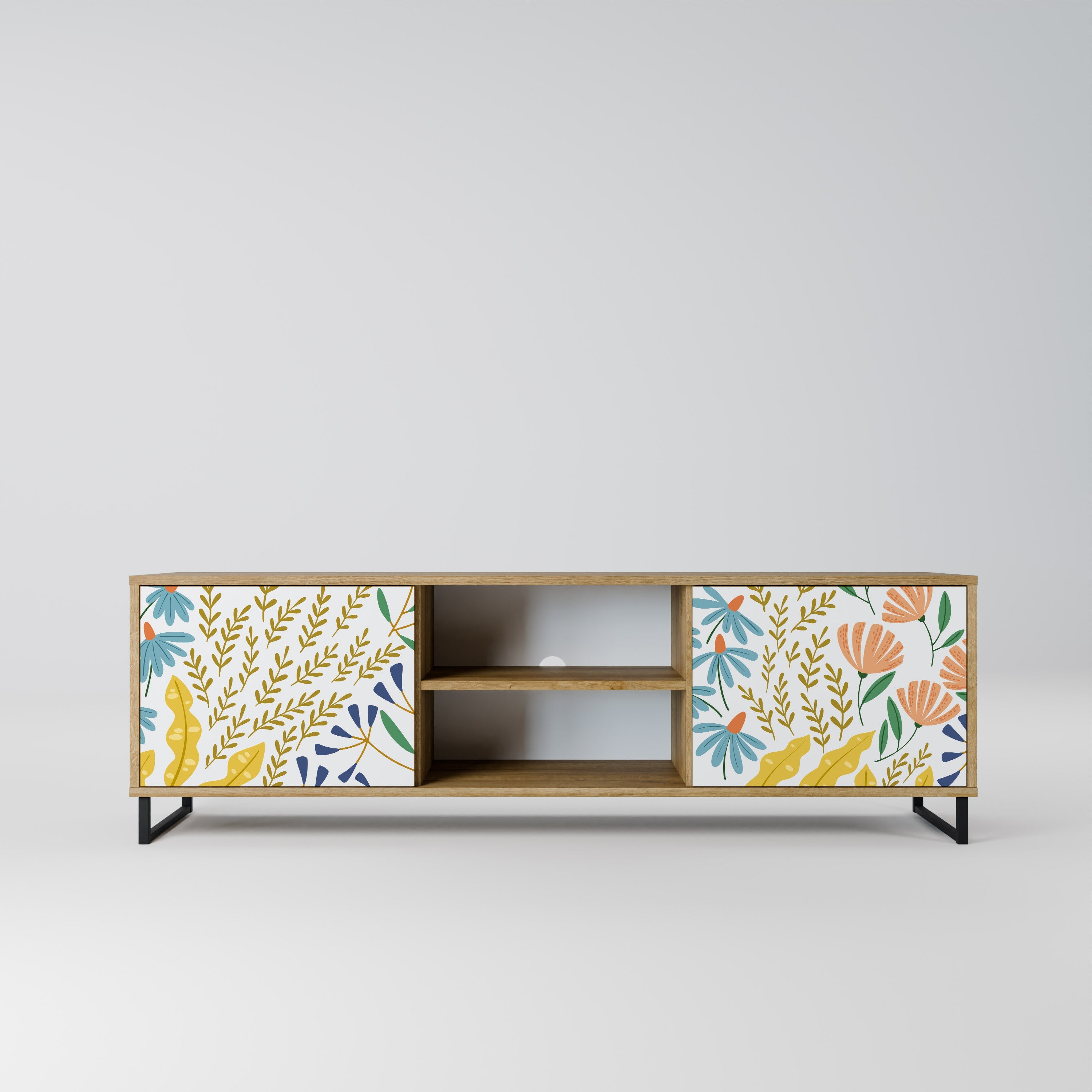 HELLO SPRING 2-Door TV Stand in Oak Effect