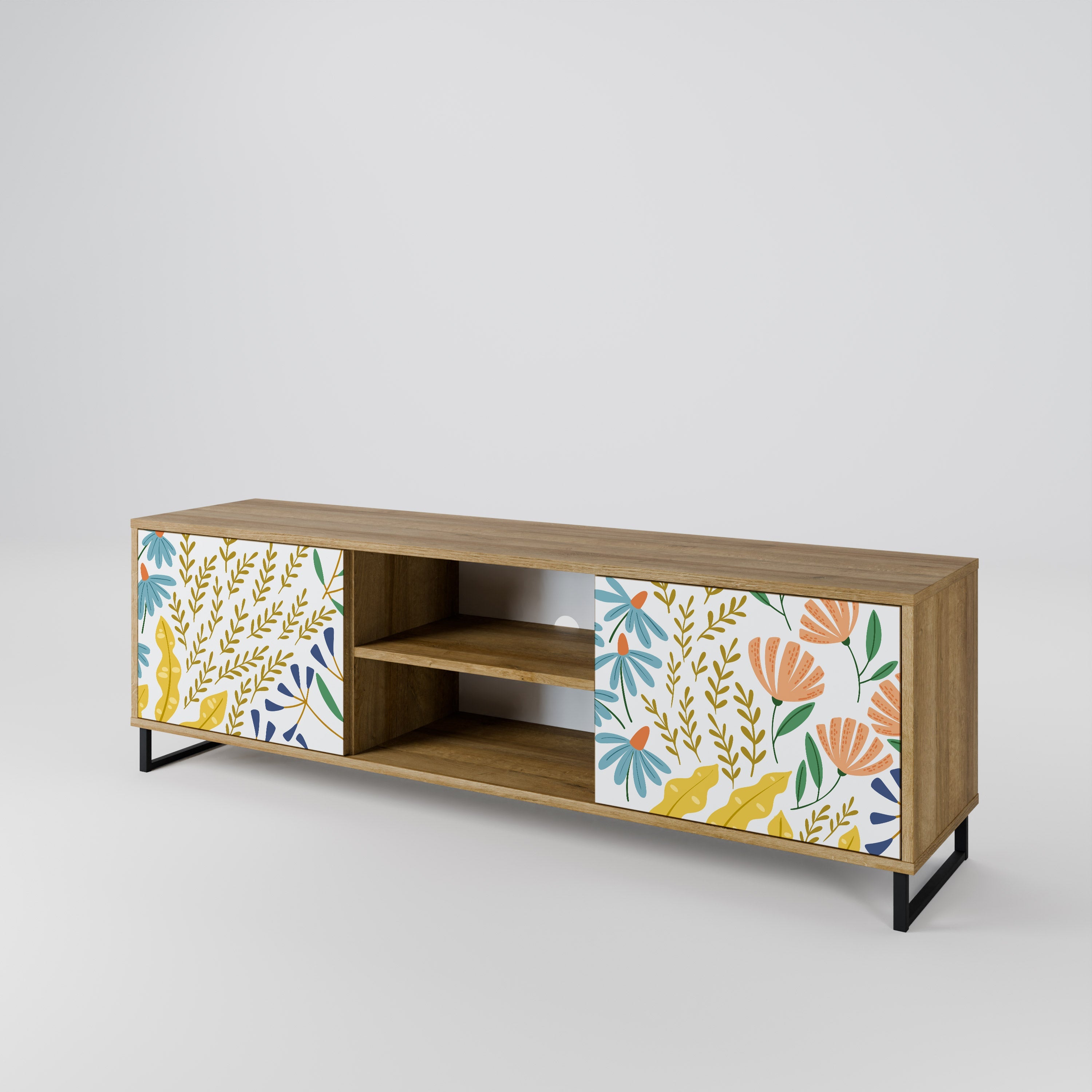 HELLO SPRING 2-Door TV Stand in Oak Effect