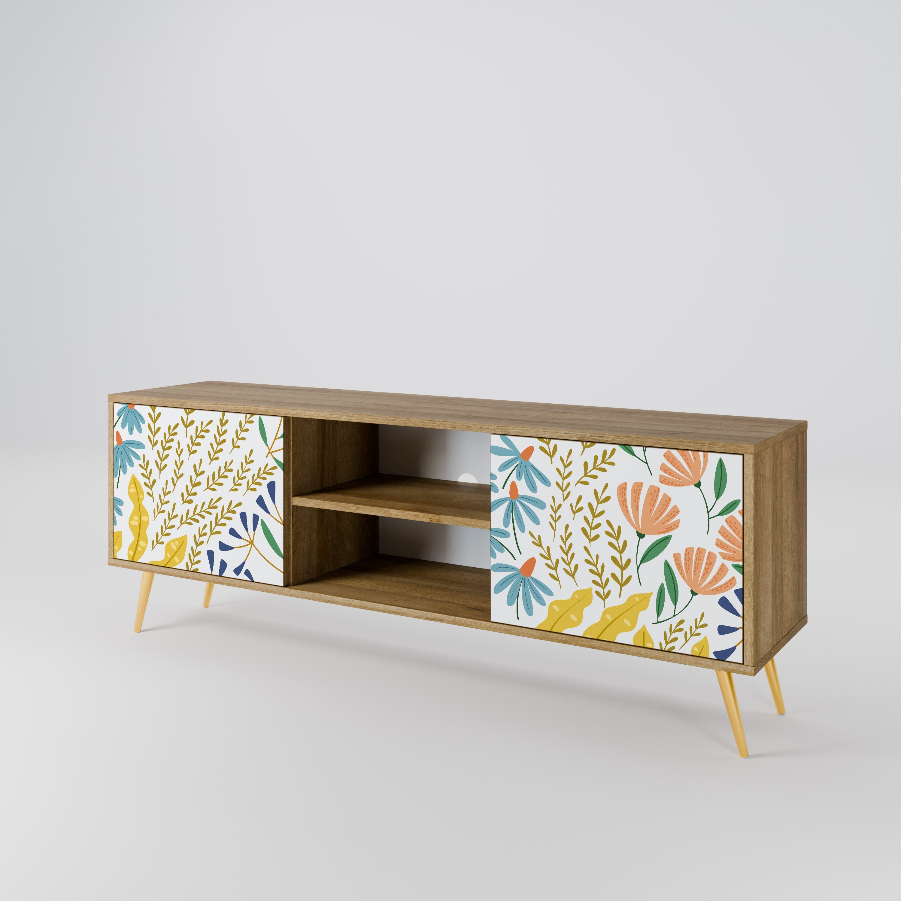 HELLO SPRING 2-Door TV Stand in Oak Effect