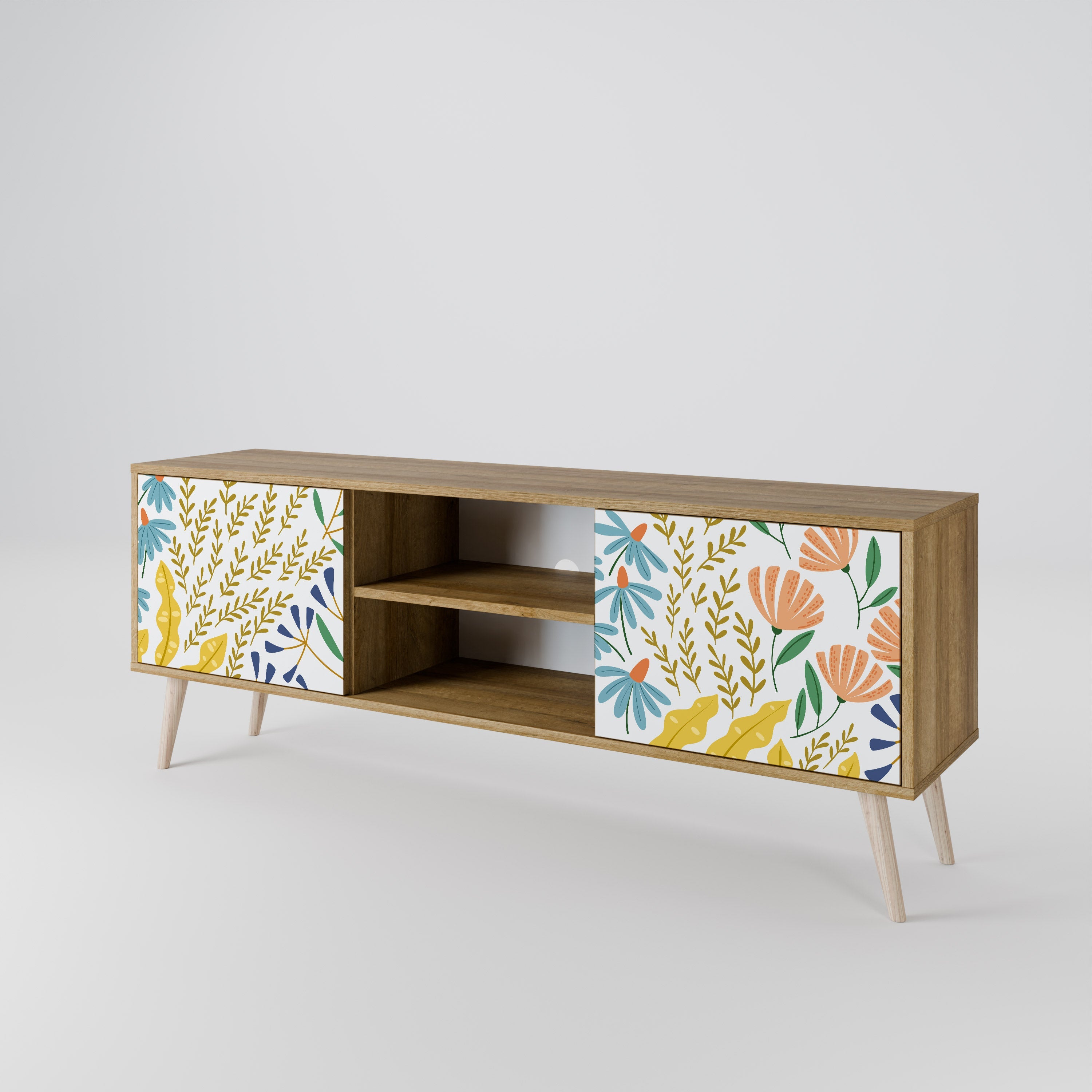 HELLO SPRING 2-Door TV Stand in Oak Effect