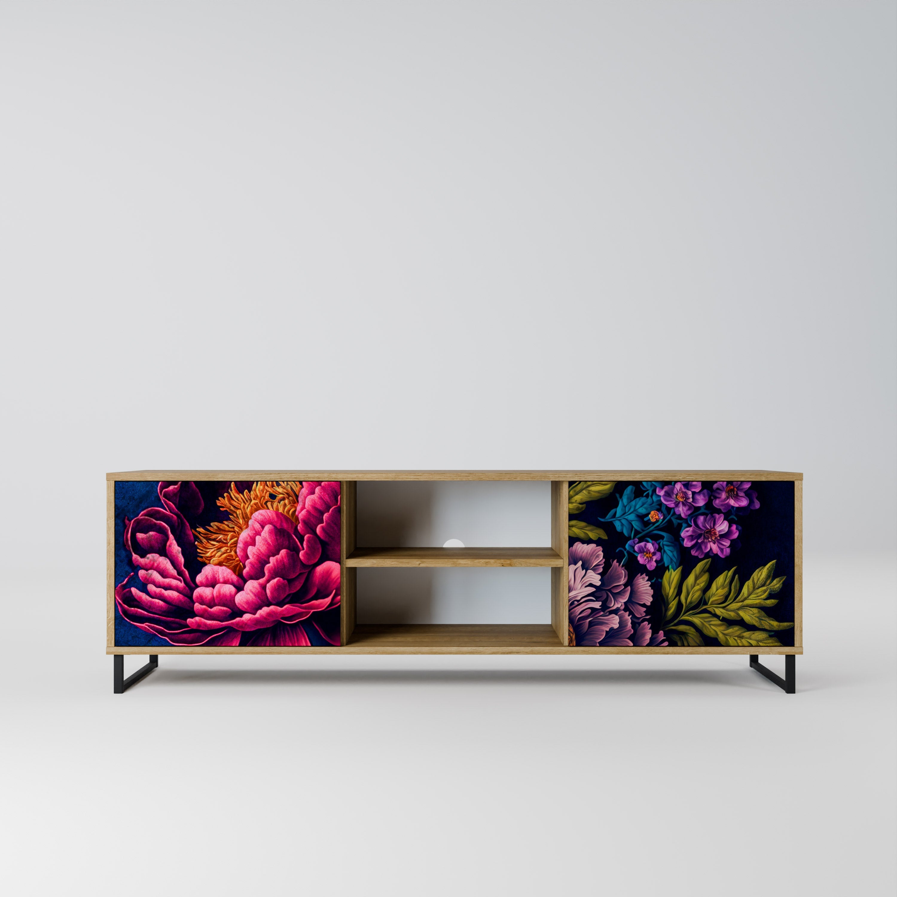 BLOOMING ELEGANCE 2-Door TV Stand in Oak Effect