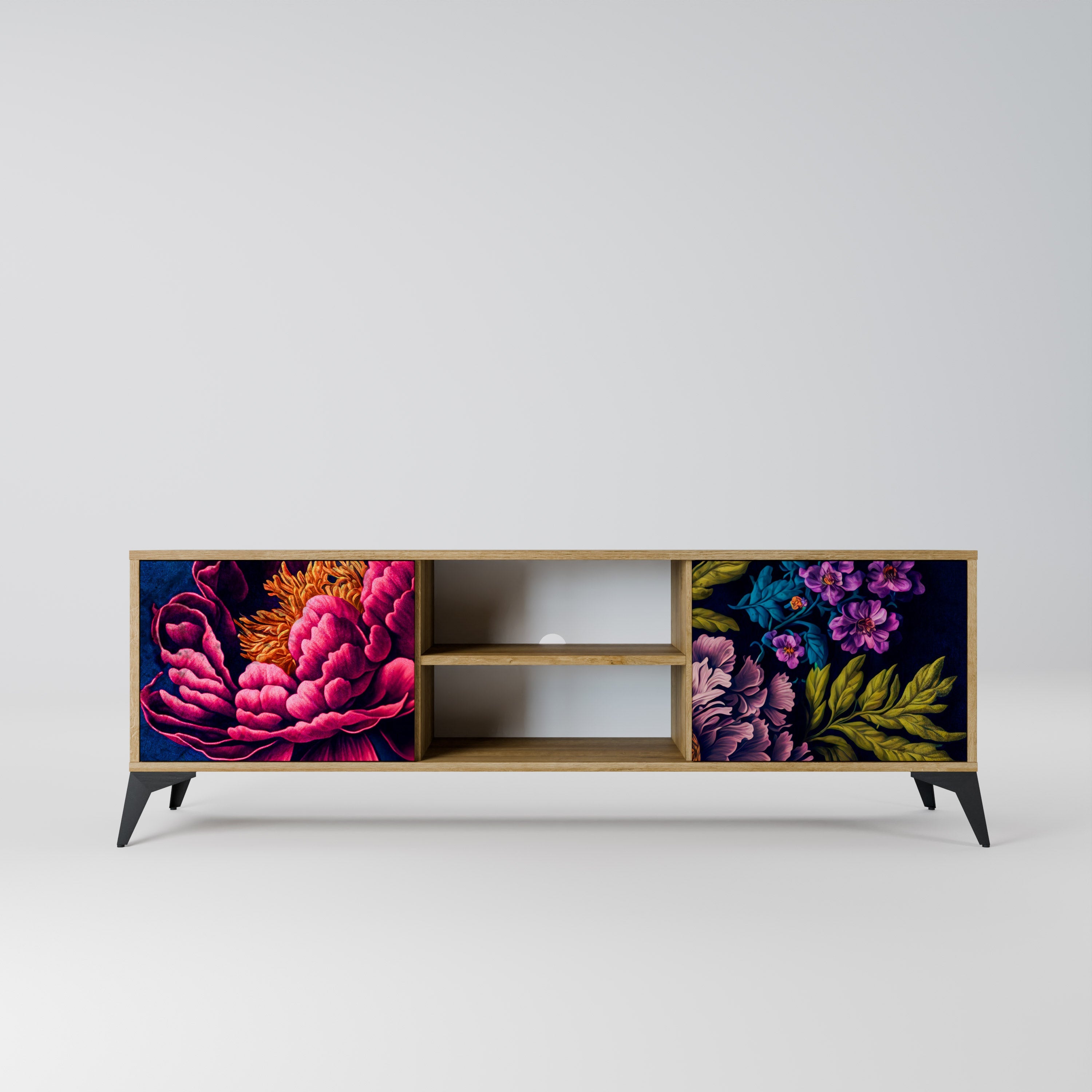 BLOOMING ELEGANCE 2-Door TV Stand in Oak Effect