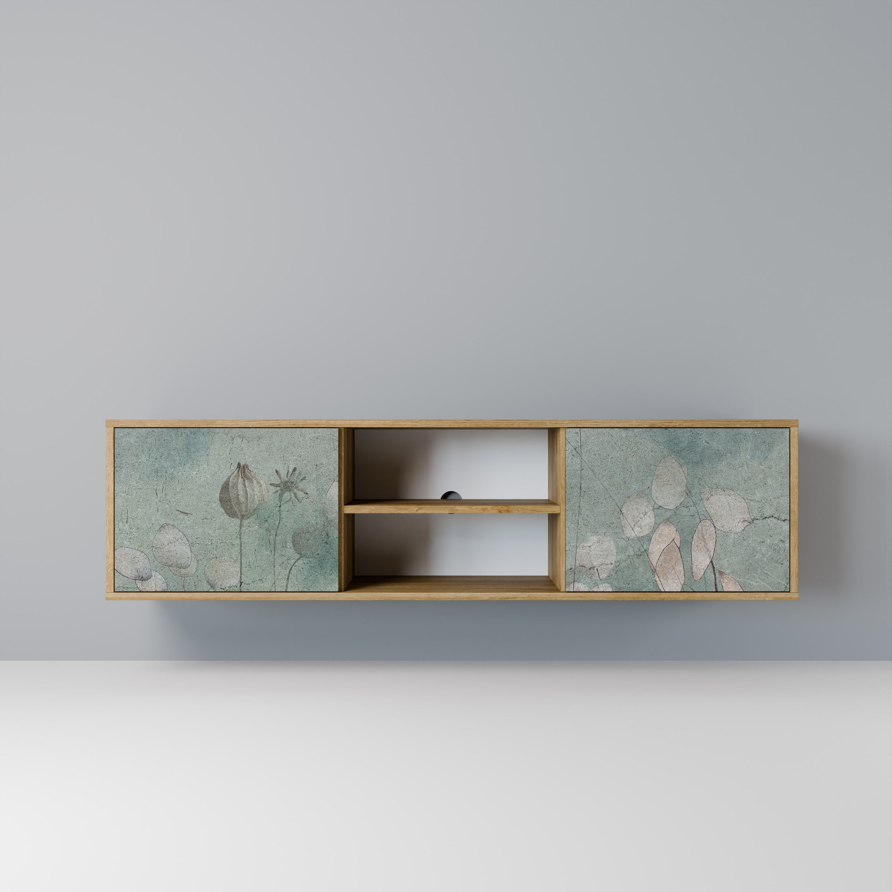 NIGHT LADY 2-Door TV Stand in Oak Effect