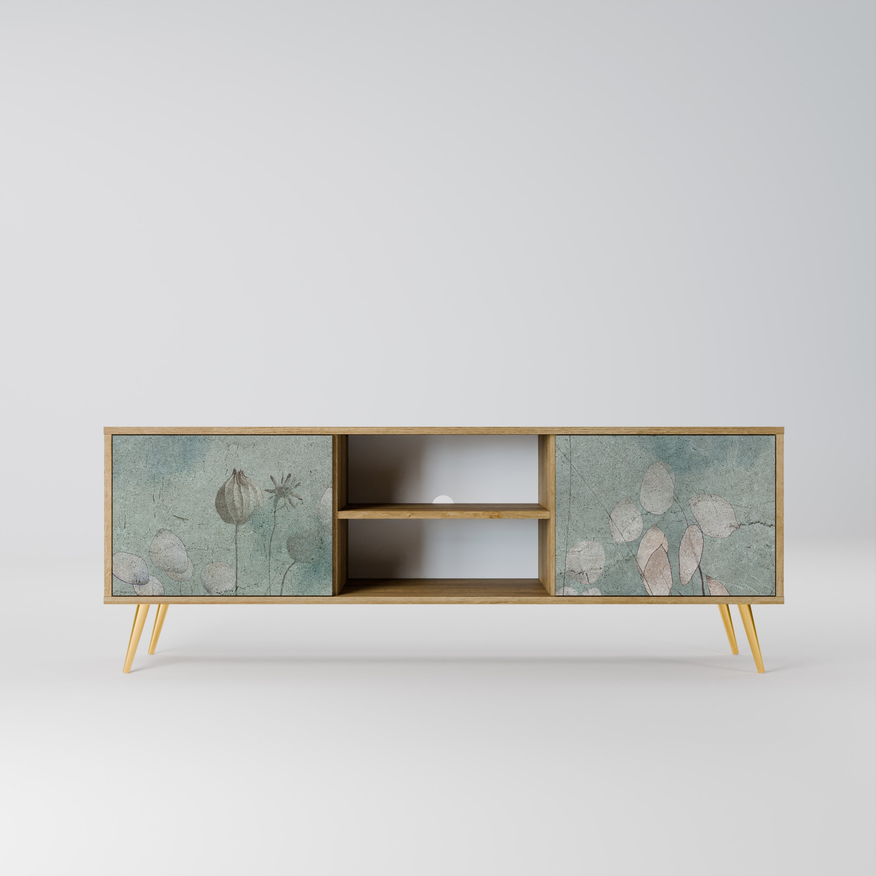 NIGHT LADY 2-Door TV Stand in Oak Effect