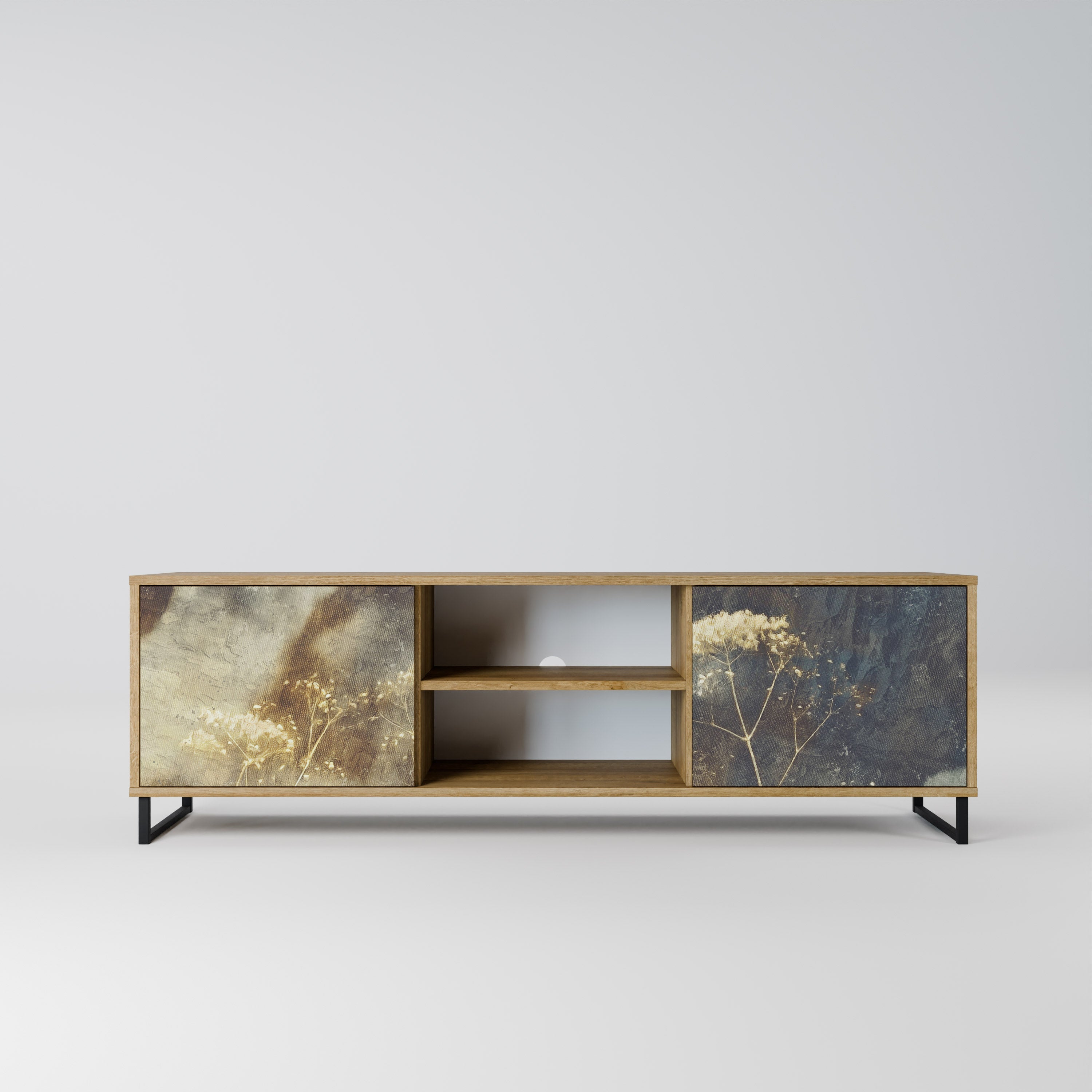 GENTLE POWER 2-Door TV Stand in Oak Effect