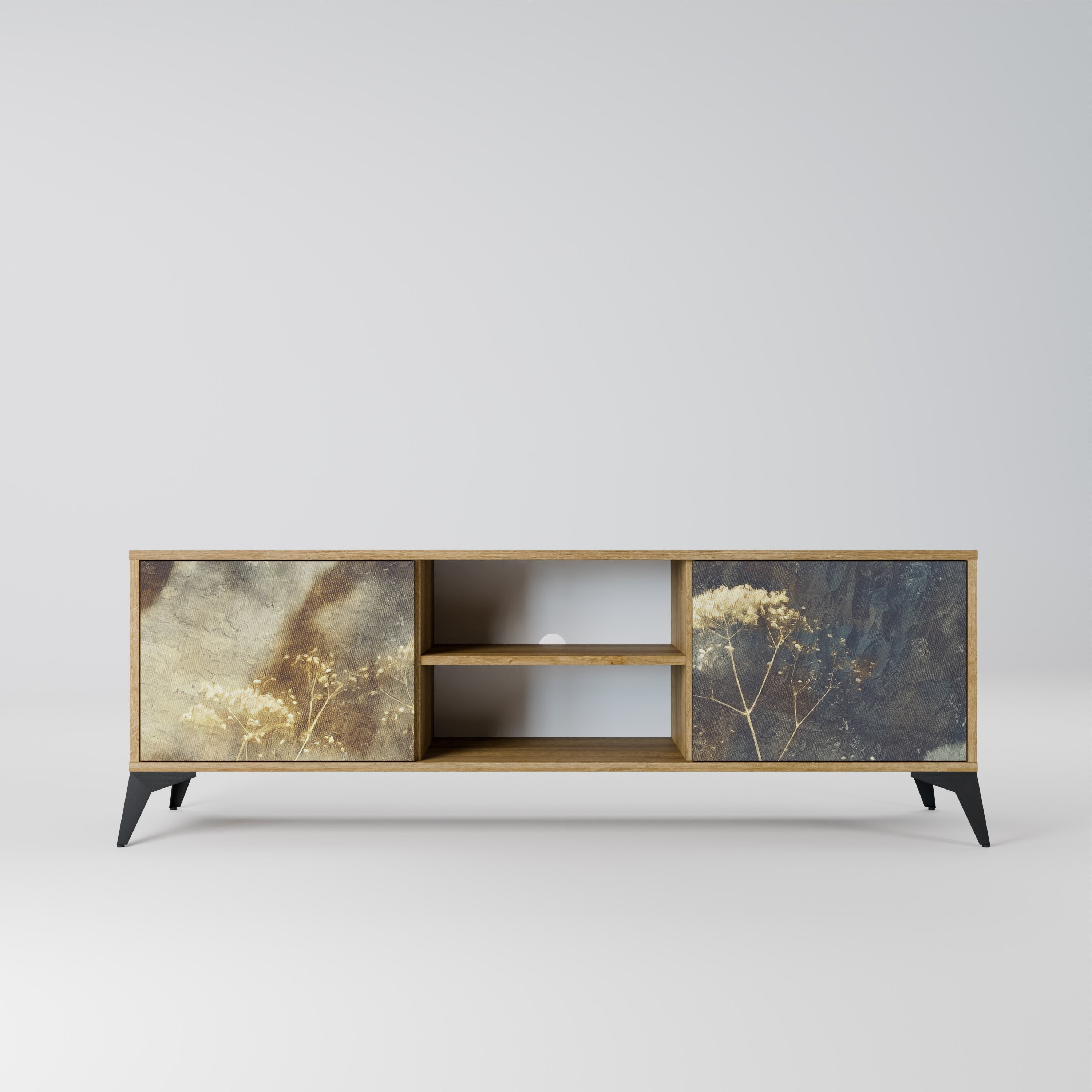 GENTLE POWER 2-Door TV Stand in Oak Effect