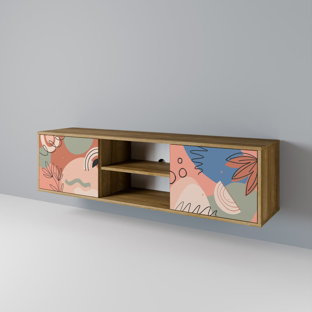 PASTEL DESTINY 2-Door TV Stand in Oak Effect
