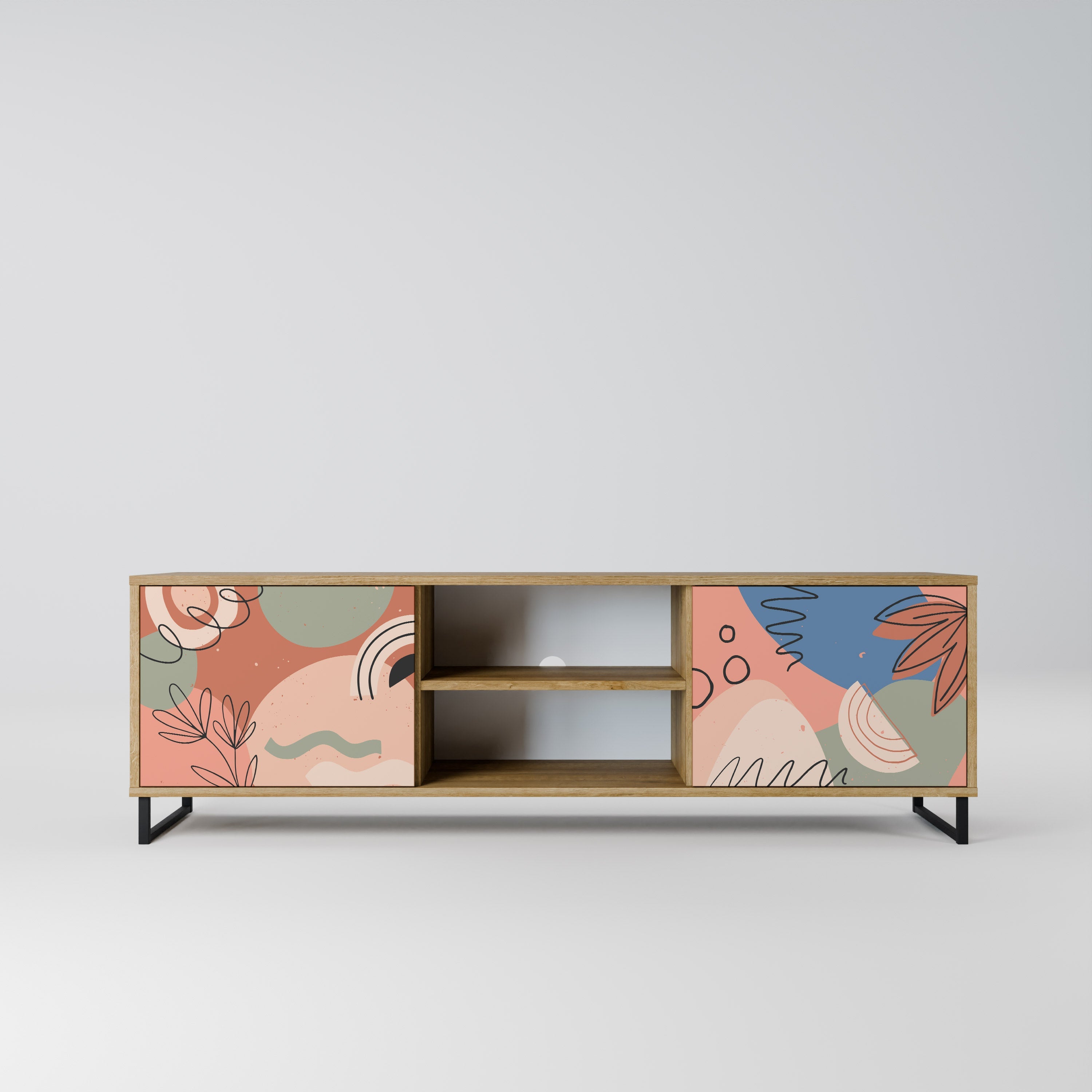 PASTEL DESTINY 2-Door TV Stand in Oak Effect