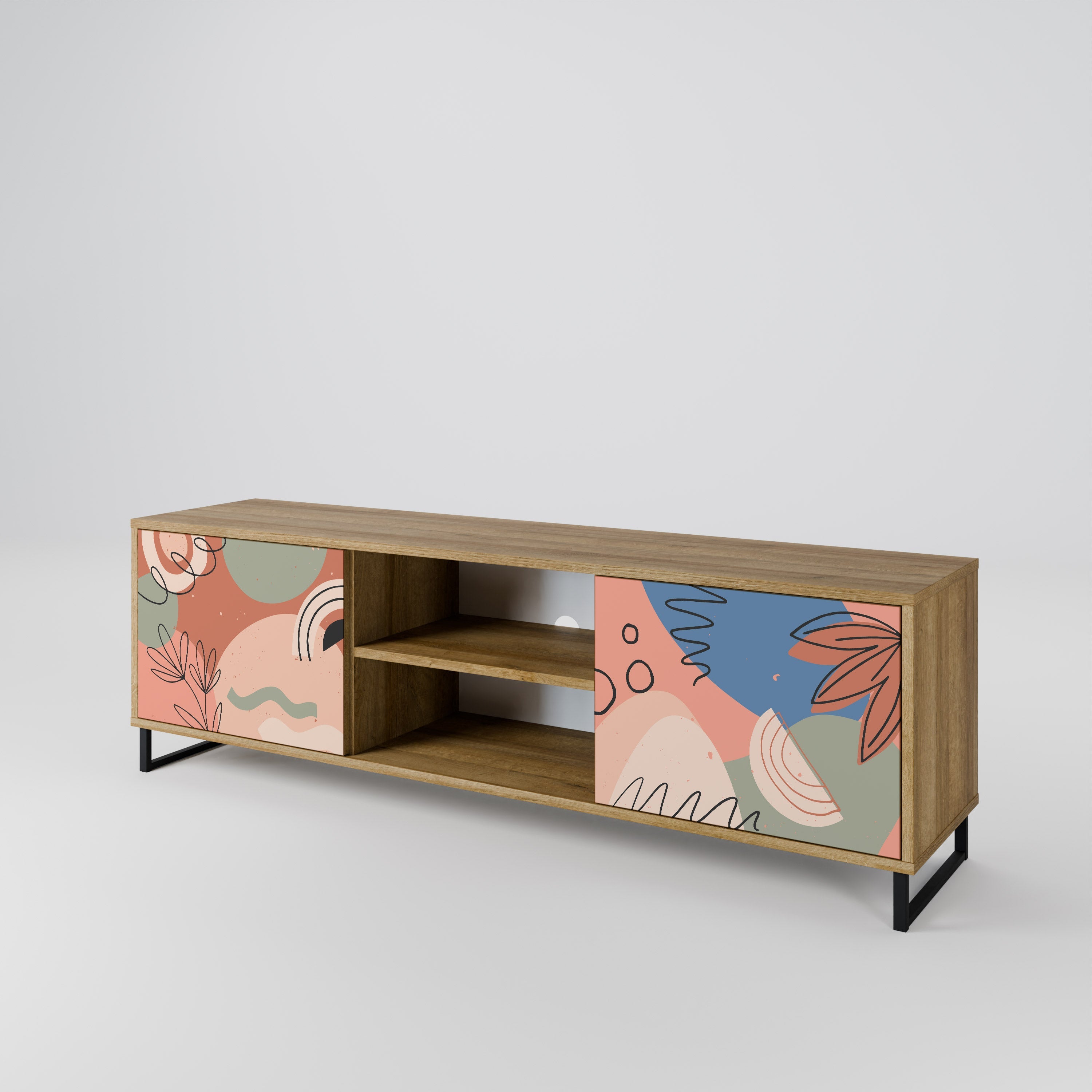 PASTEL DESTINY 2-Door TV Stand in Oak Effect