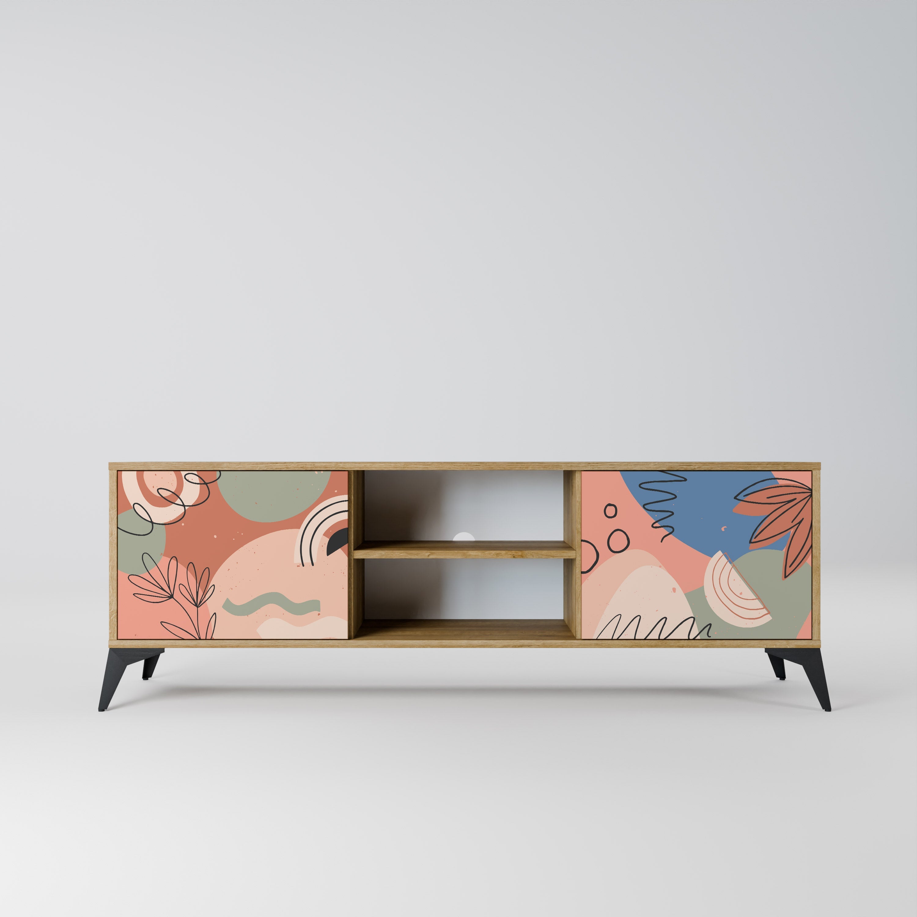 PASTEL DESTINY 2-Door TV Stand in Oak Effect