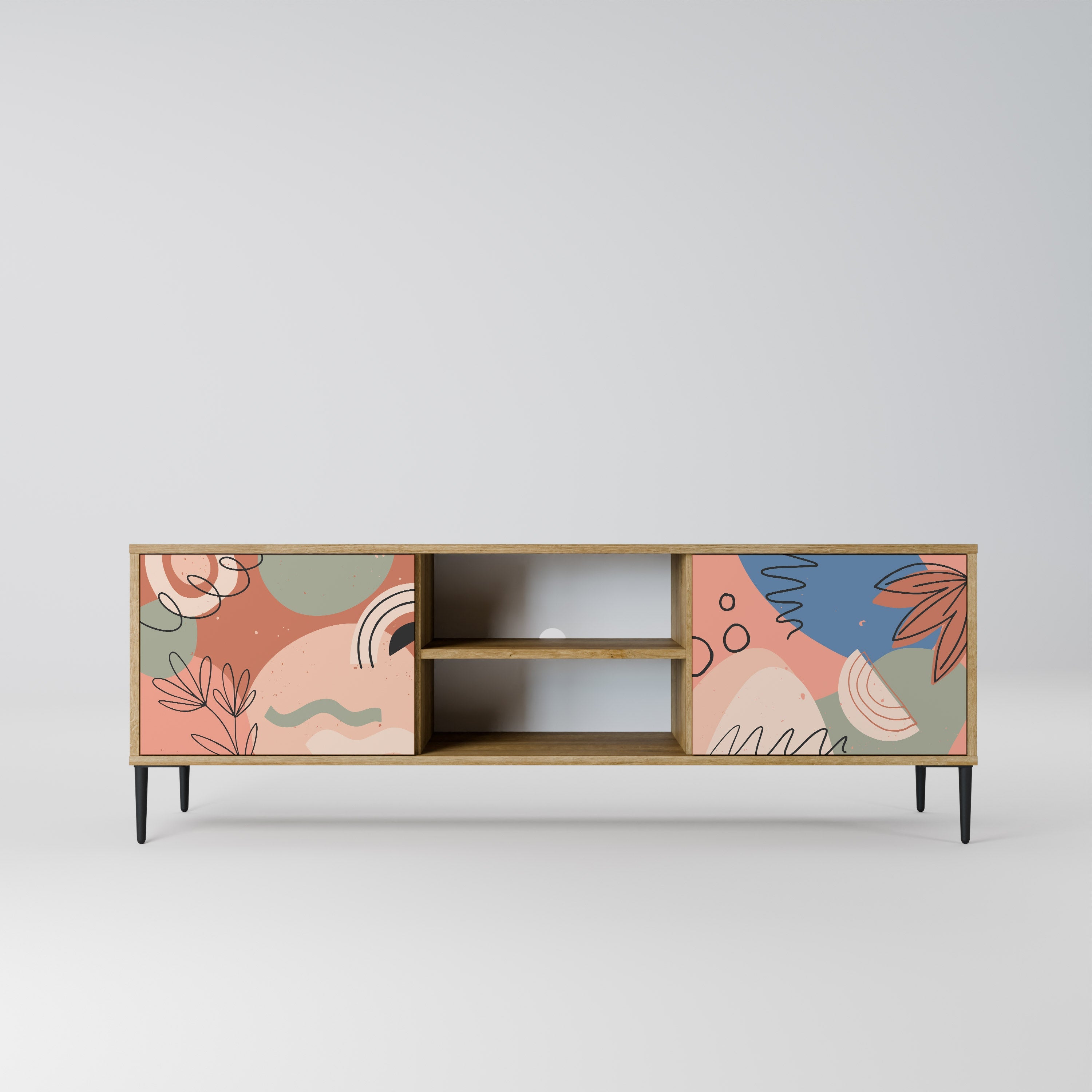 PASTEL DESTINY 2-Door TV Stand in Oak Effect