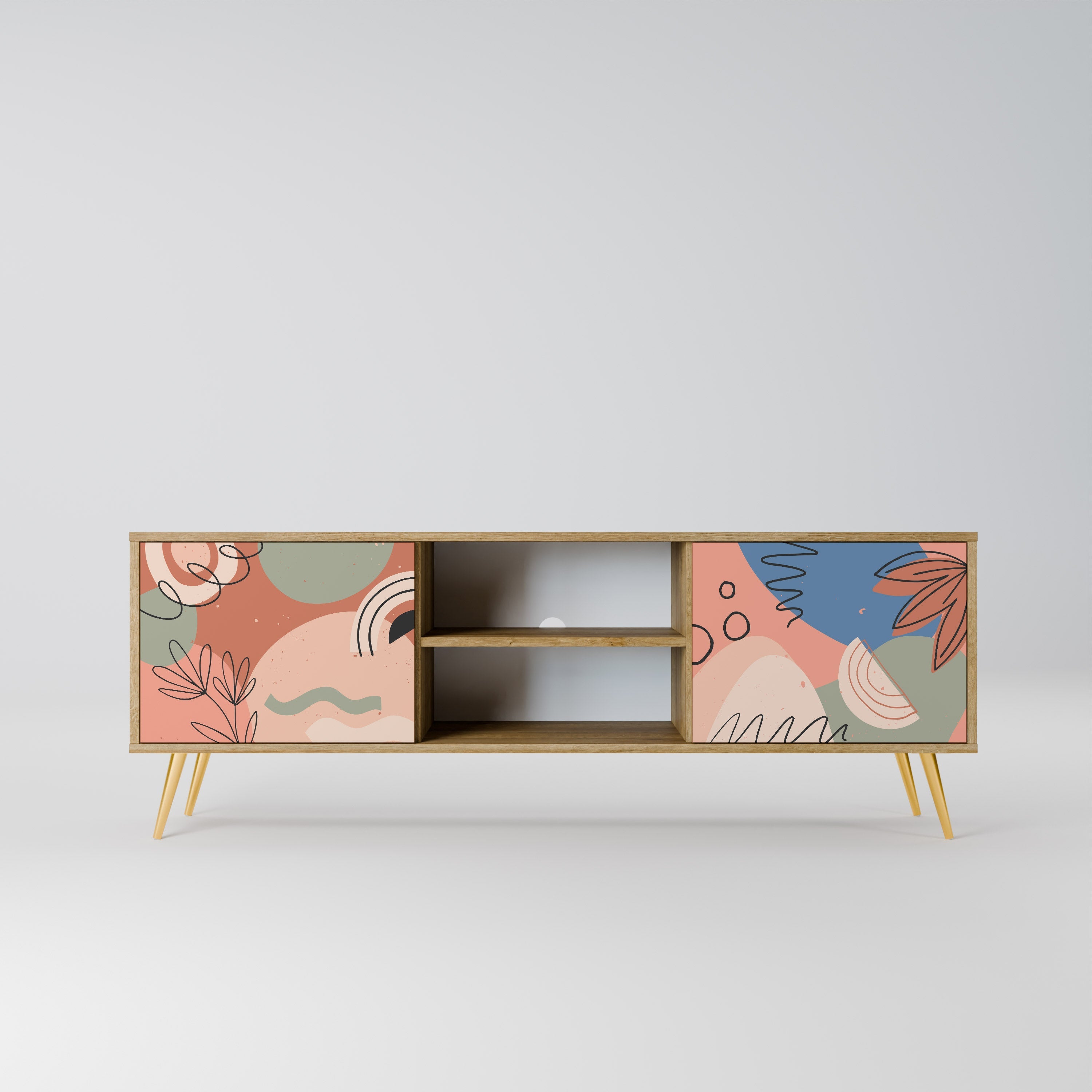 PASTEL DESTINY 2-Door TV Stand in Oak Effect