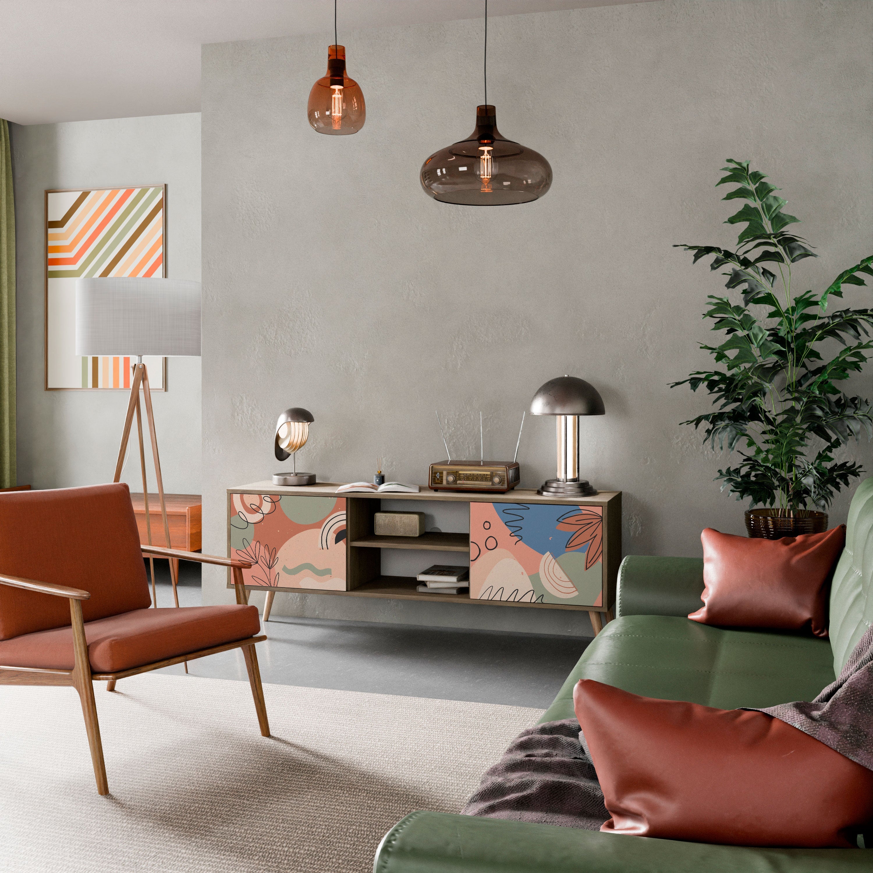 PASTEL DESTINY 2-Door TV Stand in Oak Effect