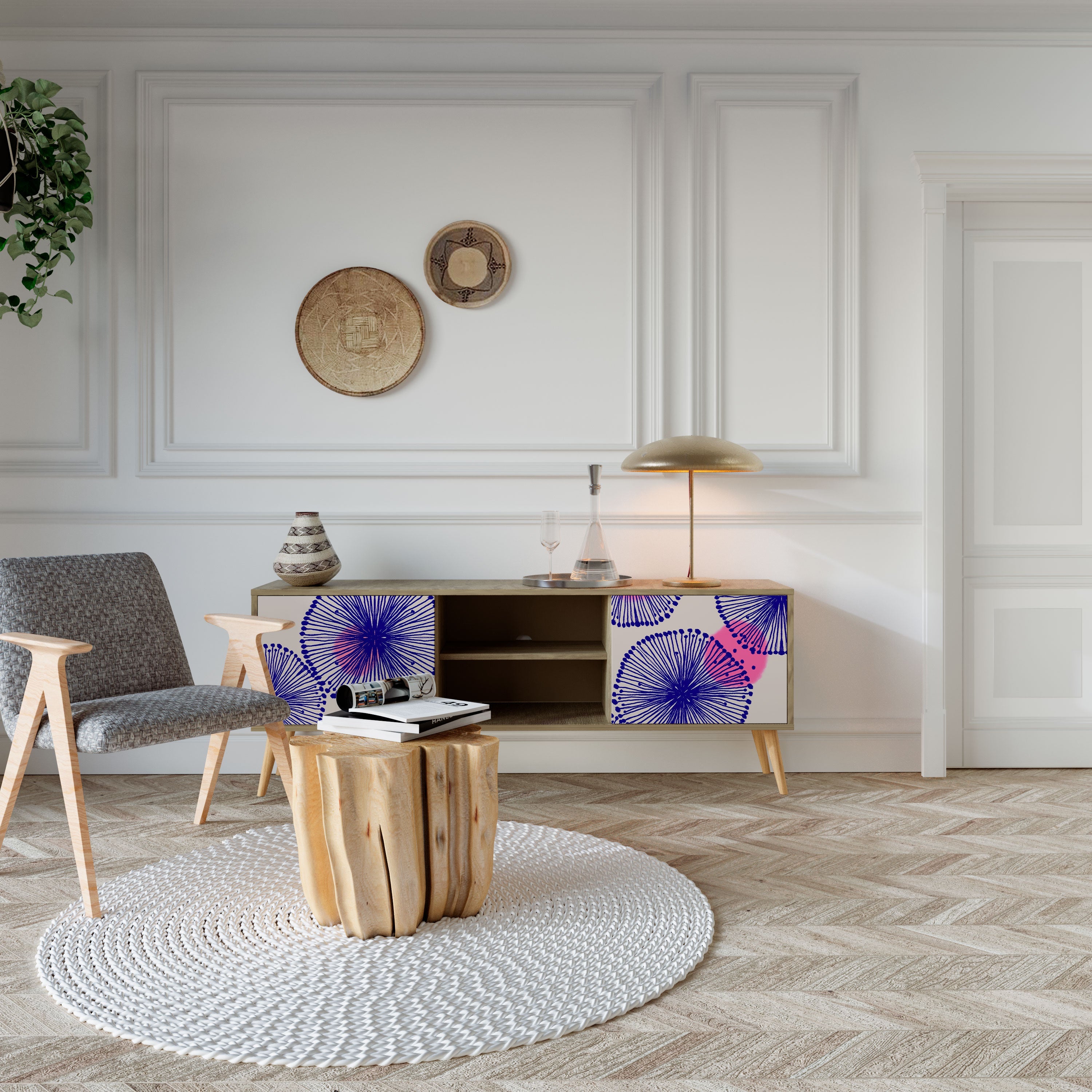 MAGIC NATURE 2-Door TV Stand in Oak Effect