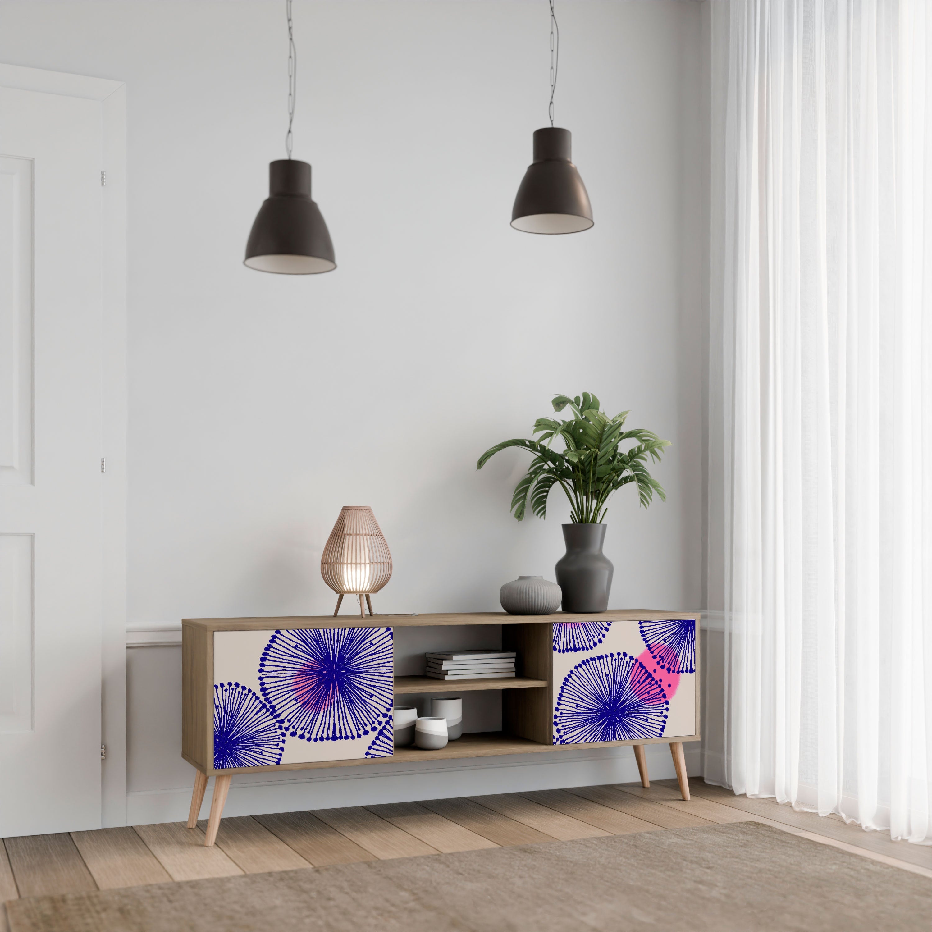 MAGIC NATURE 2-Door TV Stand in Oak Effect