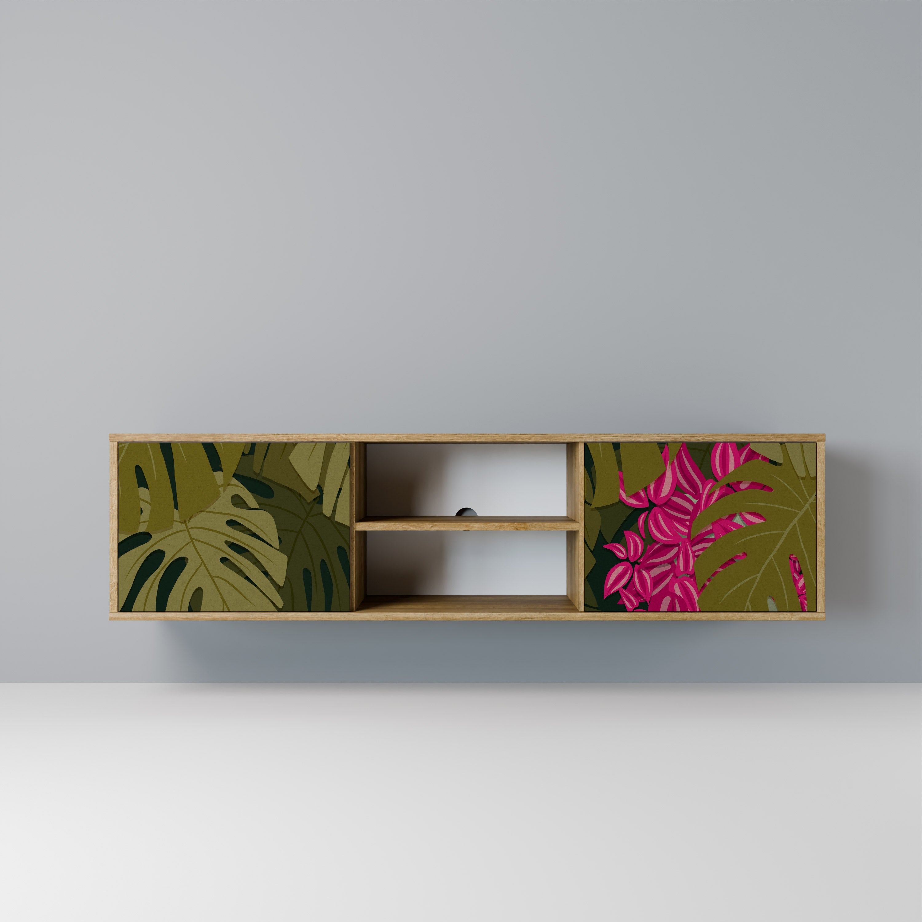 TROPICAL BEAUTY 2-Door TV Stand in Oak Effect
