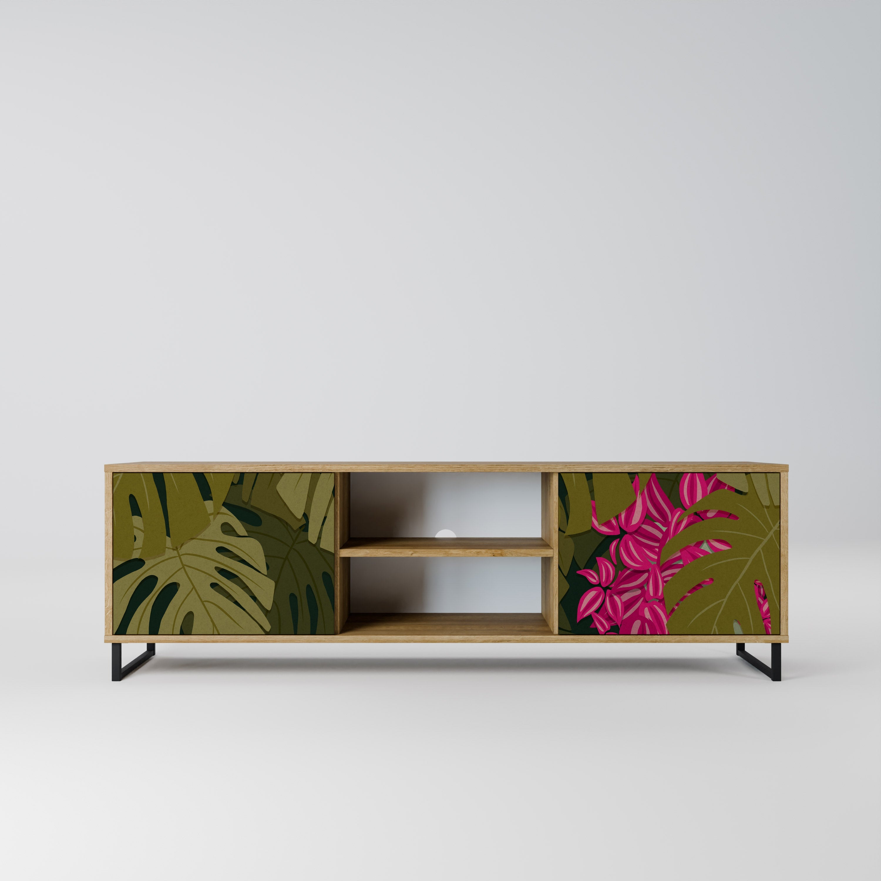 TROPICAL BEAUTY 2-Door TV Stand in Oak Effect