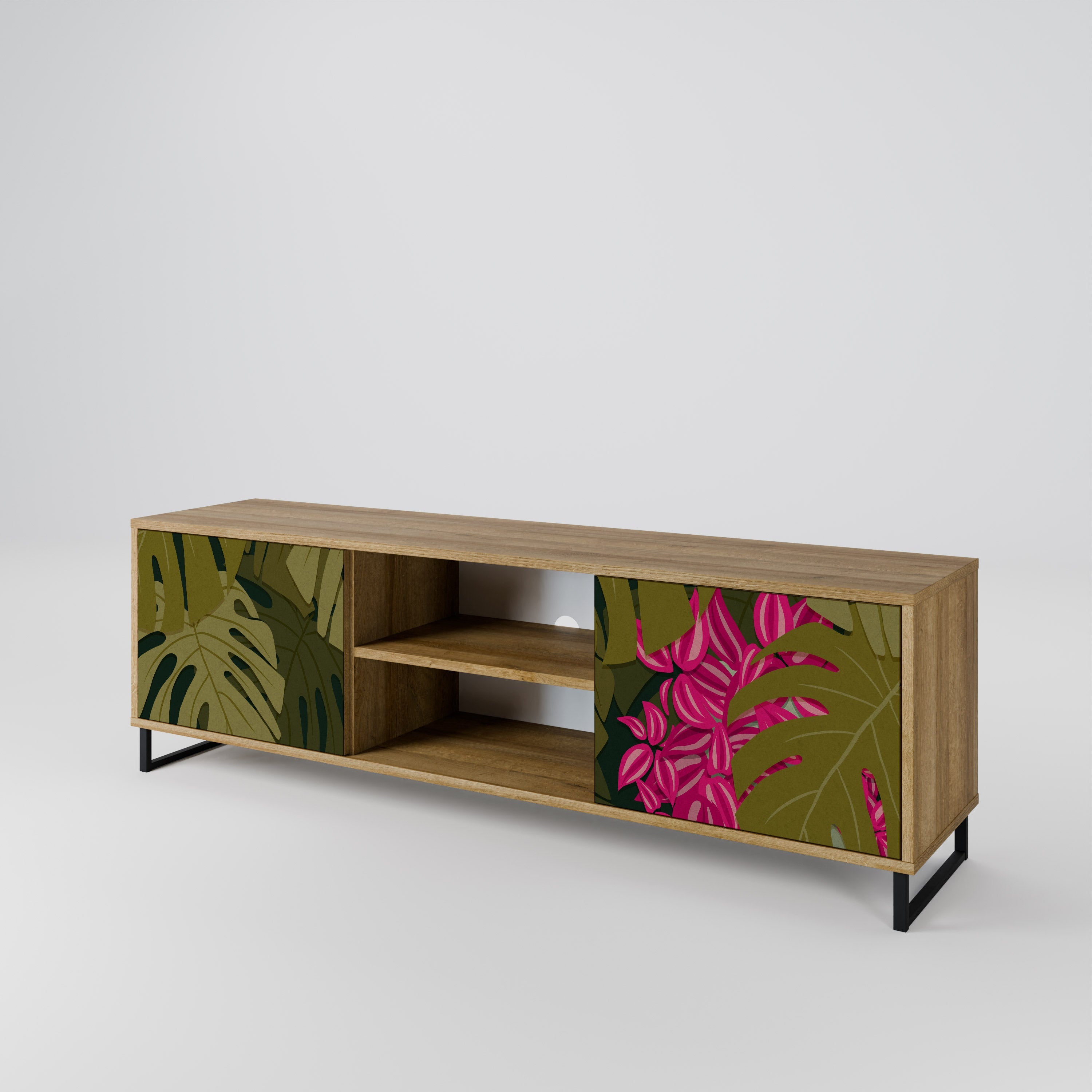 TROPICAL BEAUTY 2-Door TV Stand in Oak Effect