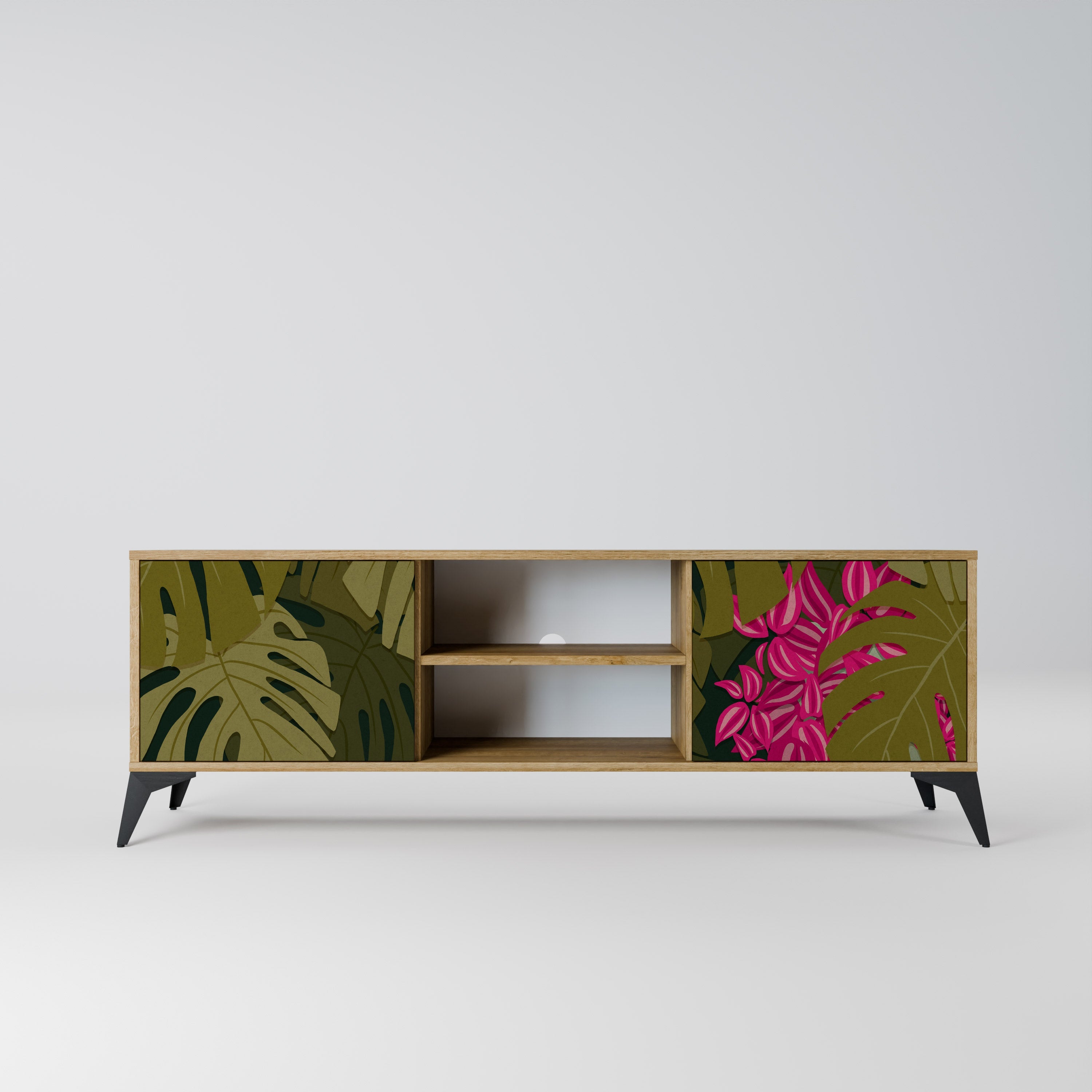TROPICAL BEAUTY 2-Door TV Stand in Oak Effect