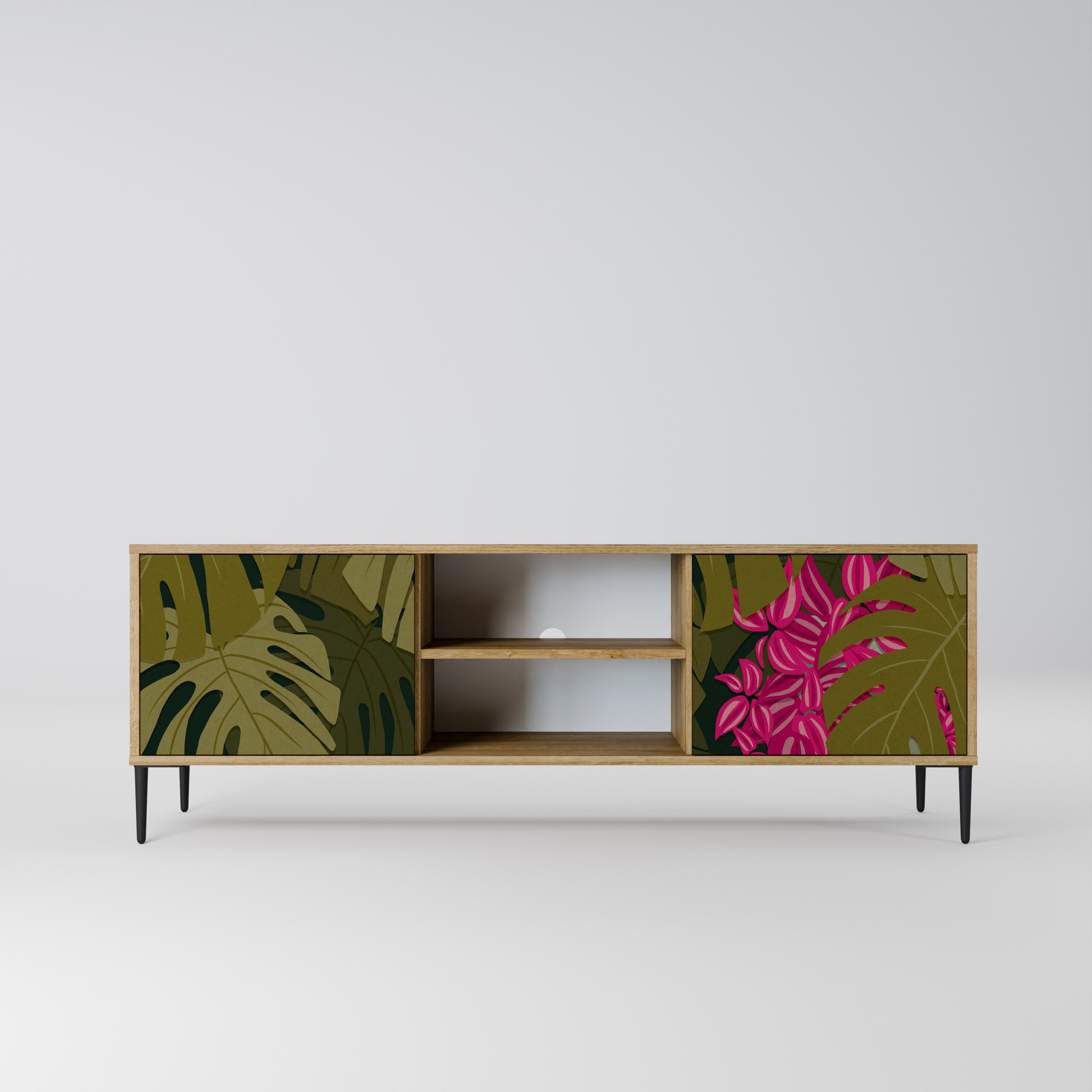 TROPICAL BEAUTY 2-Door TV Stand in Oak Effect