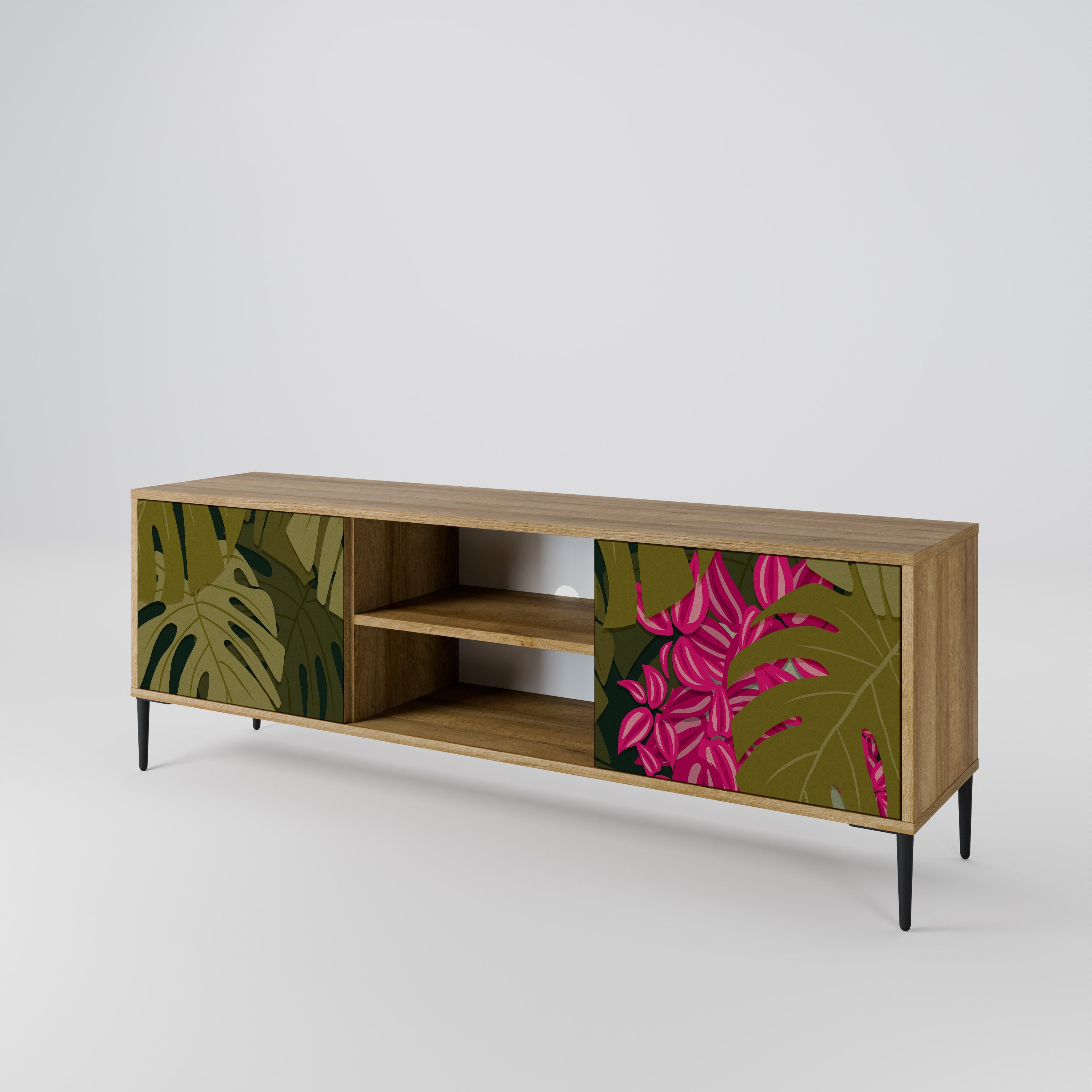 TROPICAL BEAUTY 2-Door TV Stand in Oak Effect