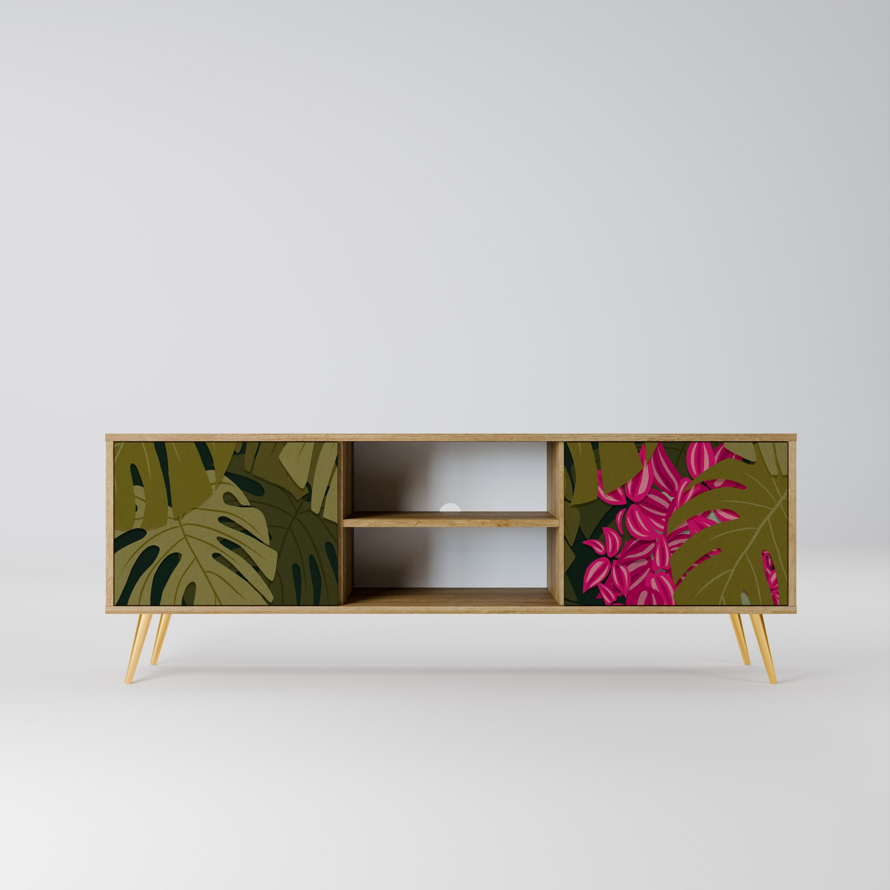 TROPICAL BEAUTY 2-Door TV Stand in Oak Effect
