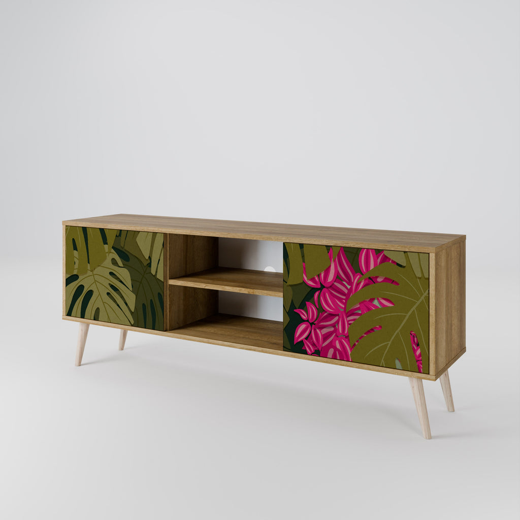 TROPICAL BEAUTY 2-Door TV Stand in Oak Effect