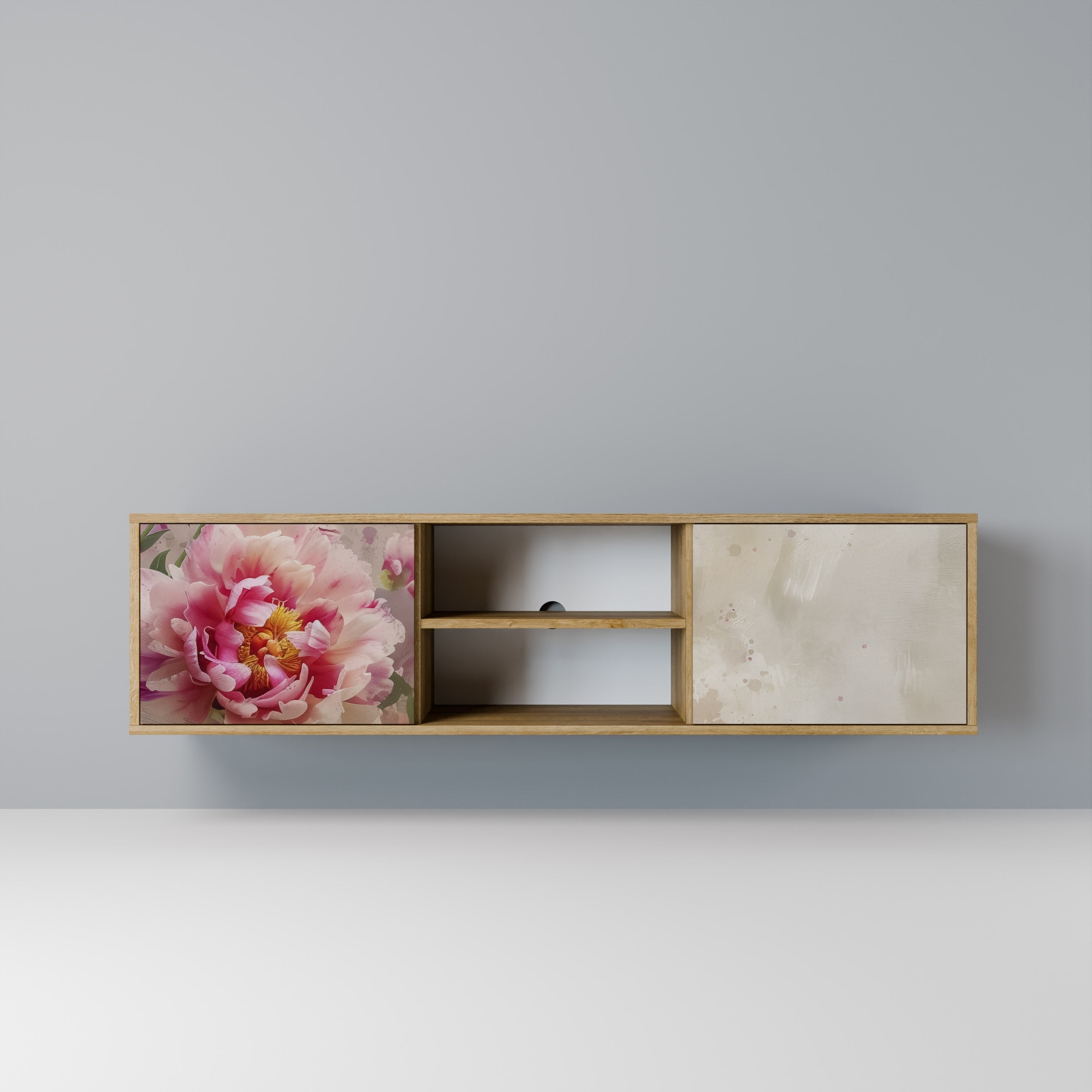 PEONY WHISPER 2-Door TV Stand in Oak Effect