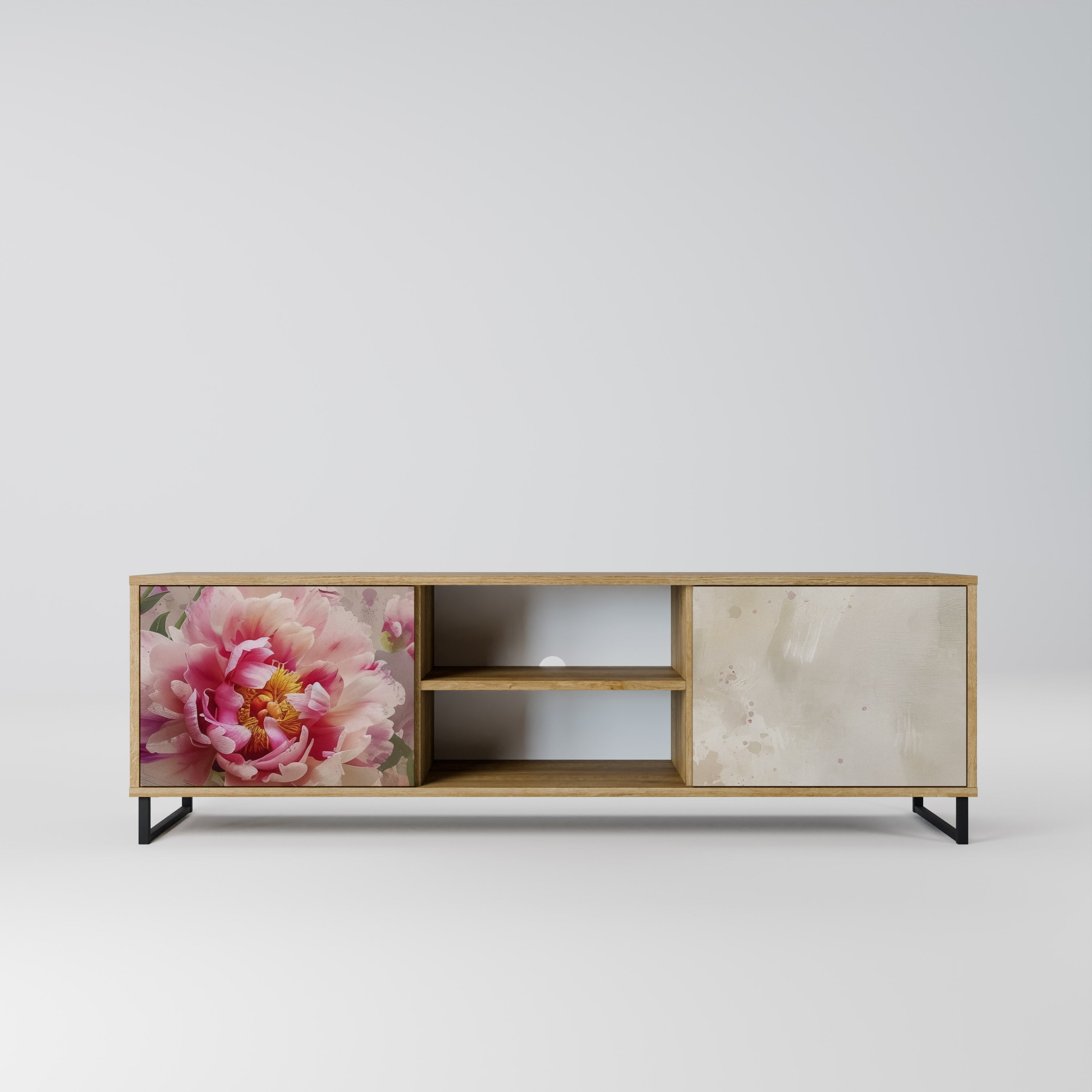 PEONY WHISPER 2-Door TV Stand in Oak Effect