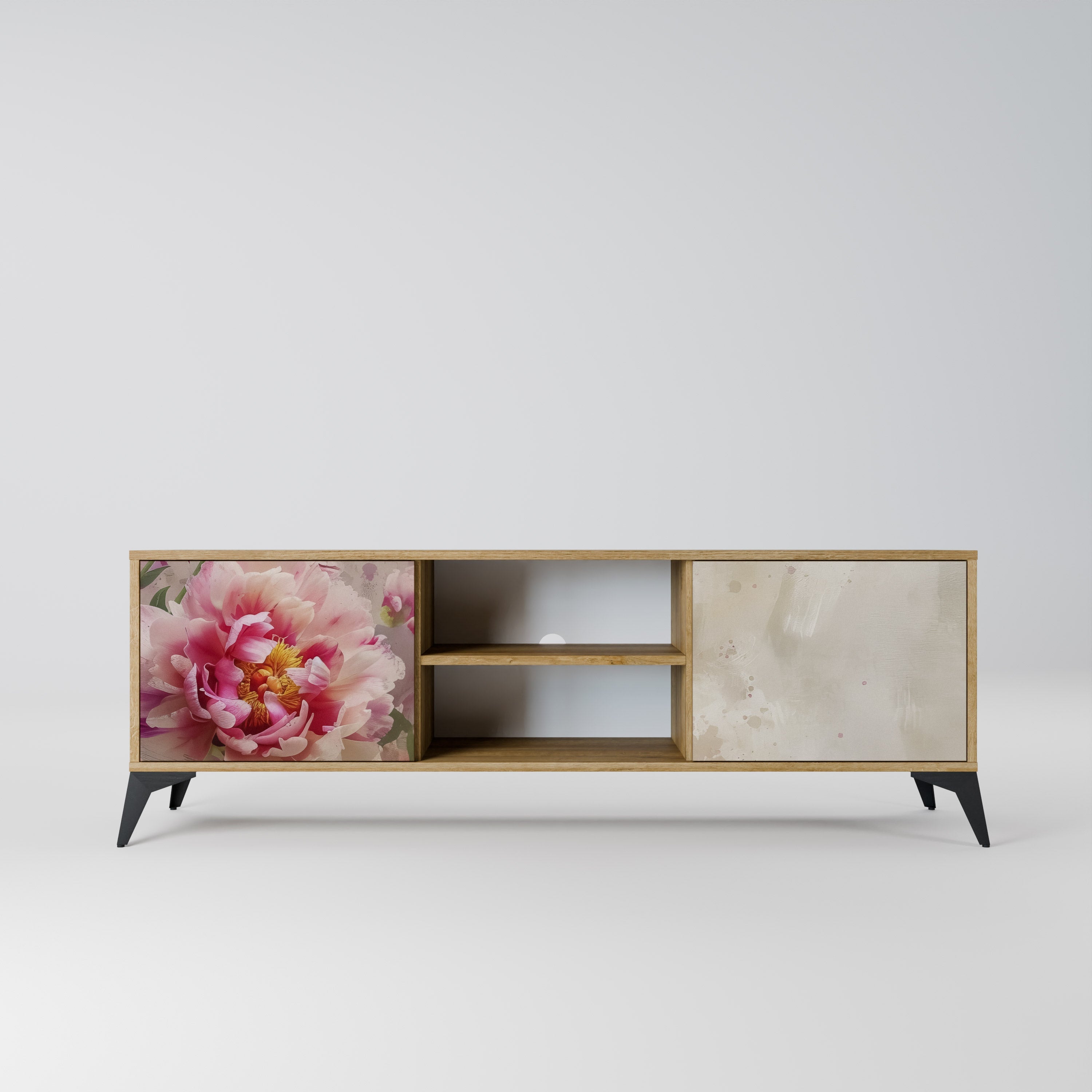 PEONY WHISPER 2-Door TV Stand in Oak Effect