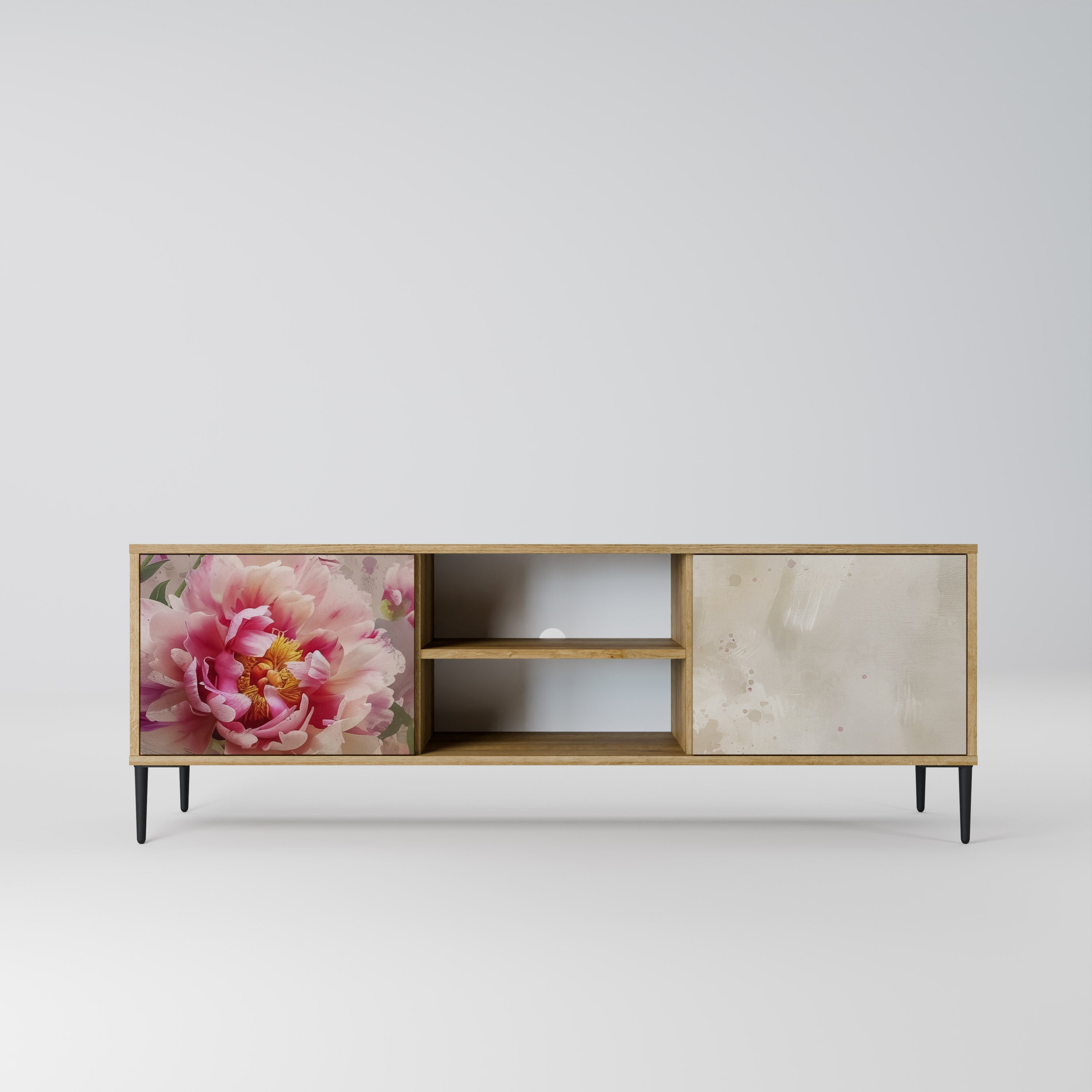 PEONY WHISPER 2-Door TV Stand in Oak Effect