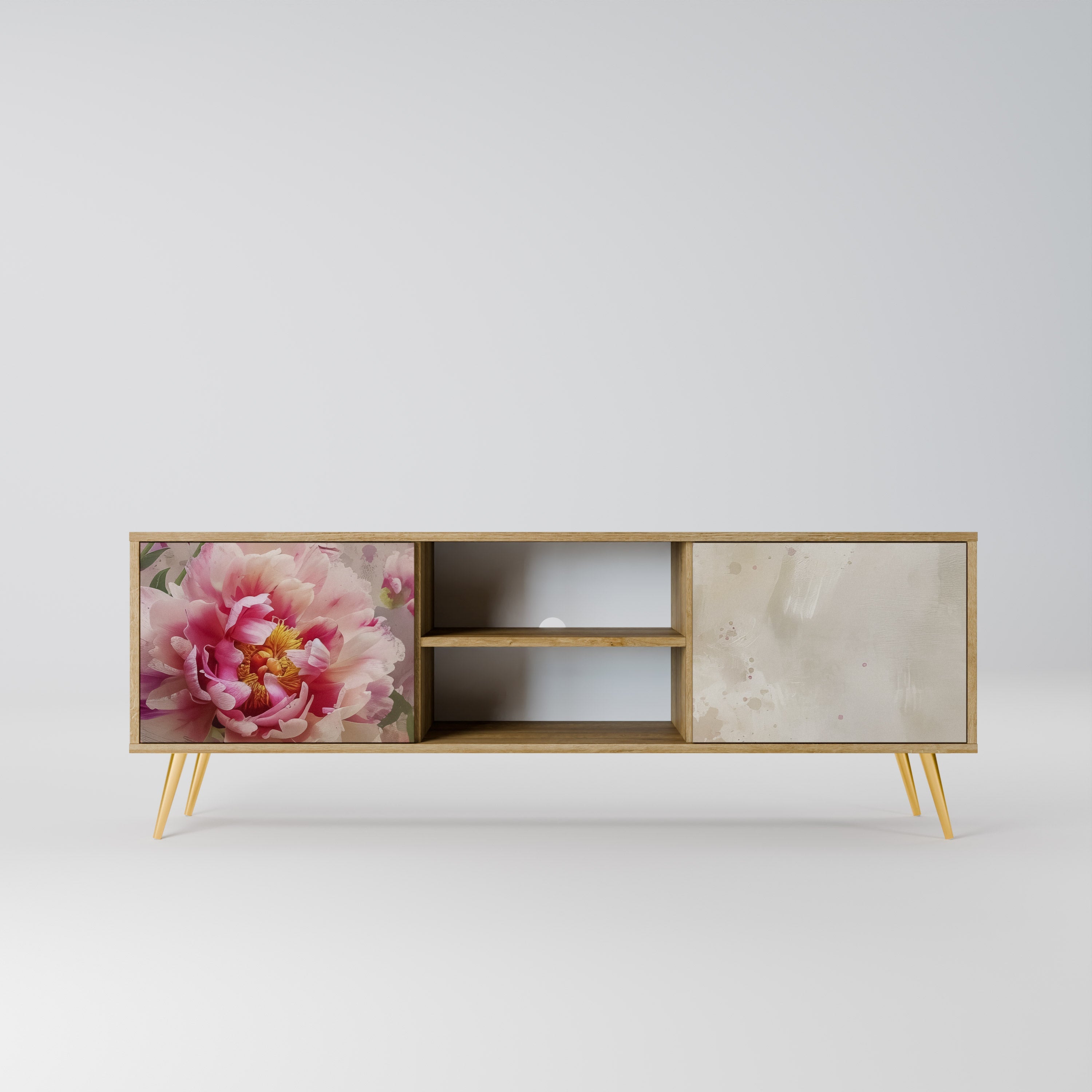 PEONY WHISPER 2-Door TV Stand in Oak Effect