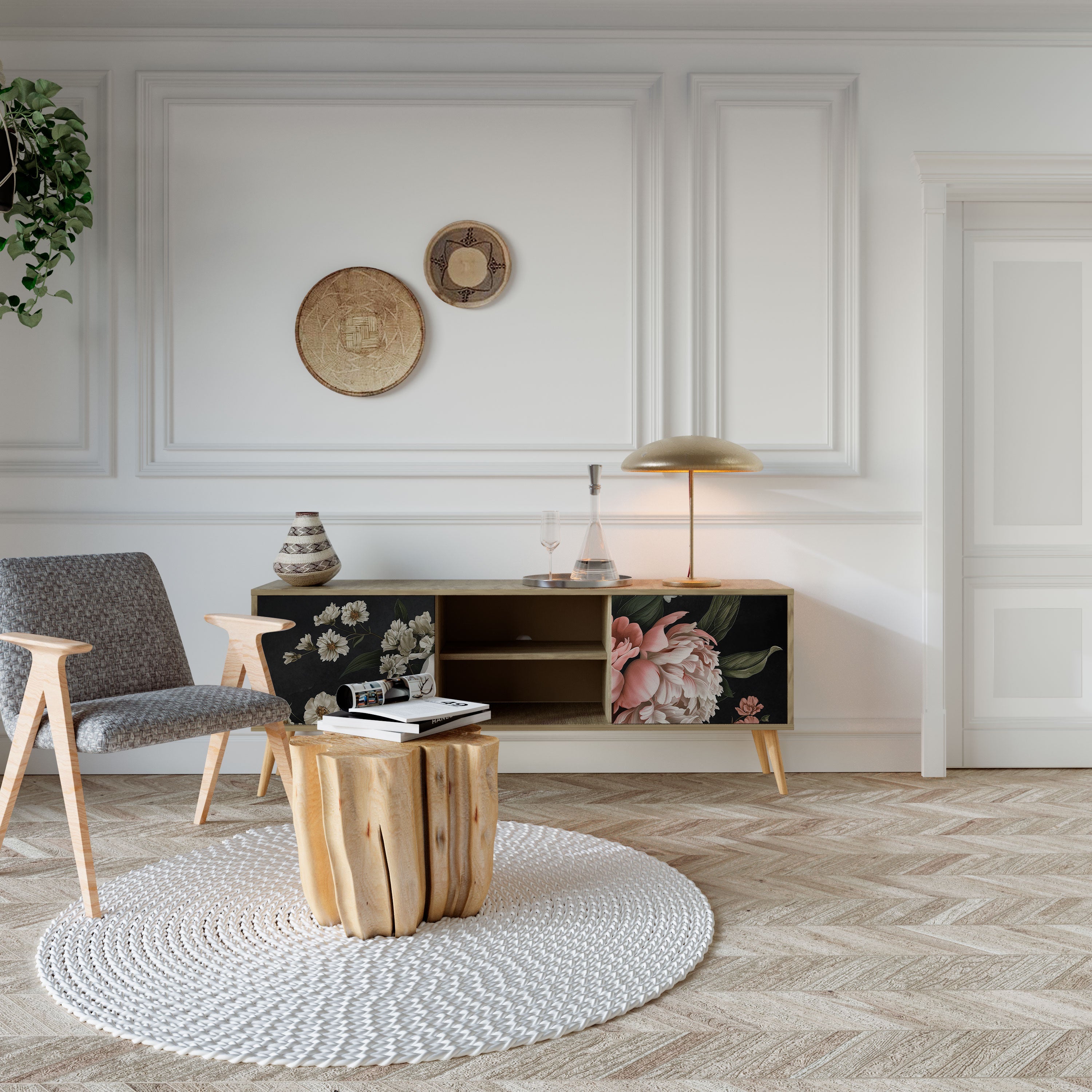 LUSH ELEGANCE TV-Lowboard mit 2 Türen in Eiche-Optik