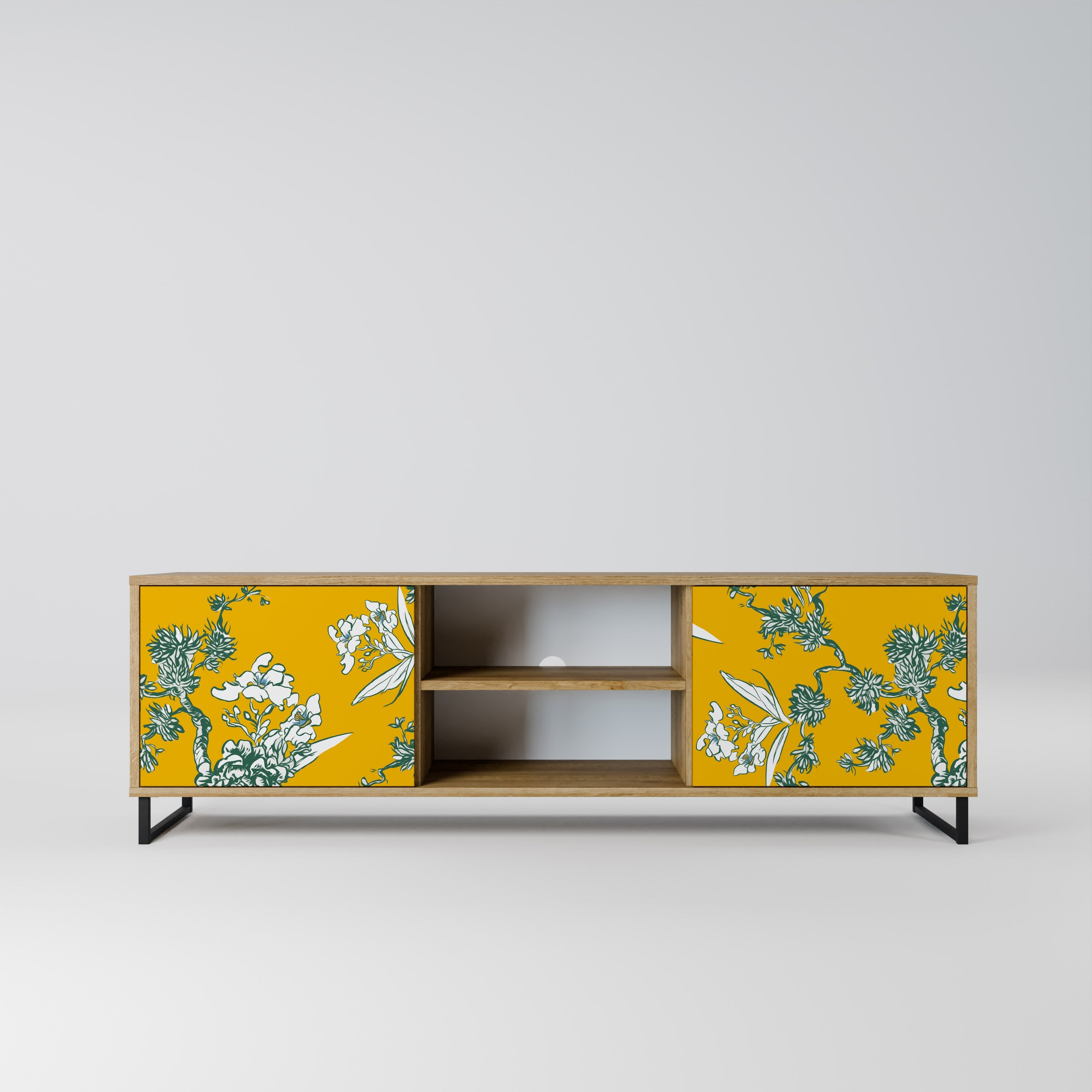 YELLOW CHINOISERIE TV-Lowboard mit 2 Türen in Eiche-Optik