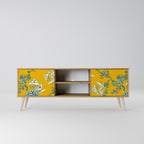 YELLOW CHINOISERIE 2-Door TV Stand in Oak Effect