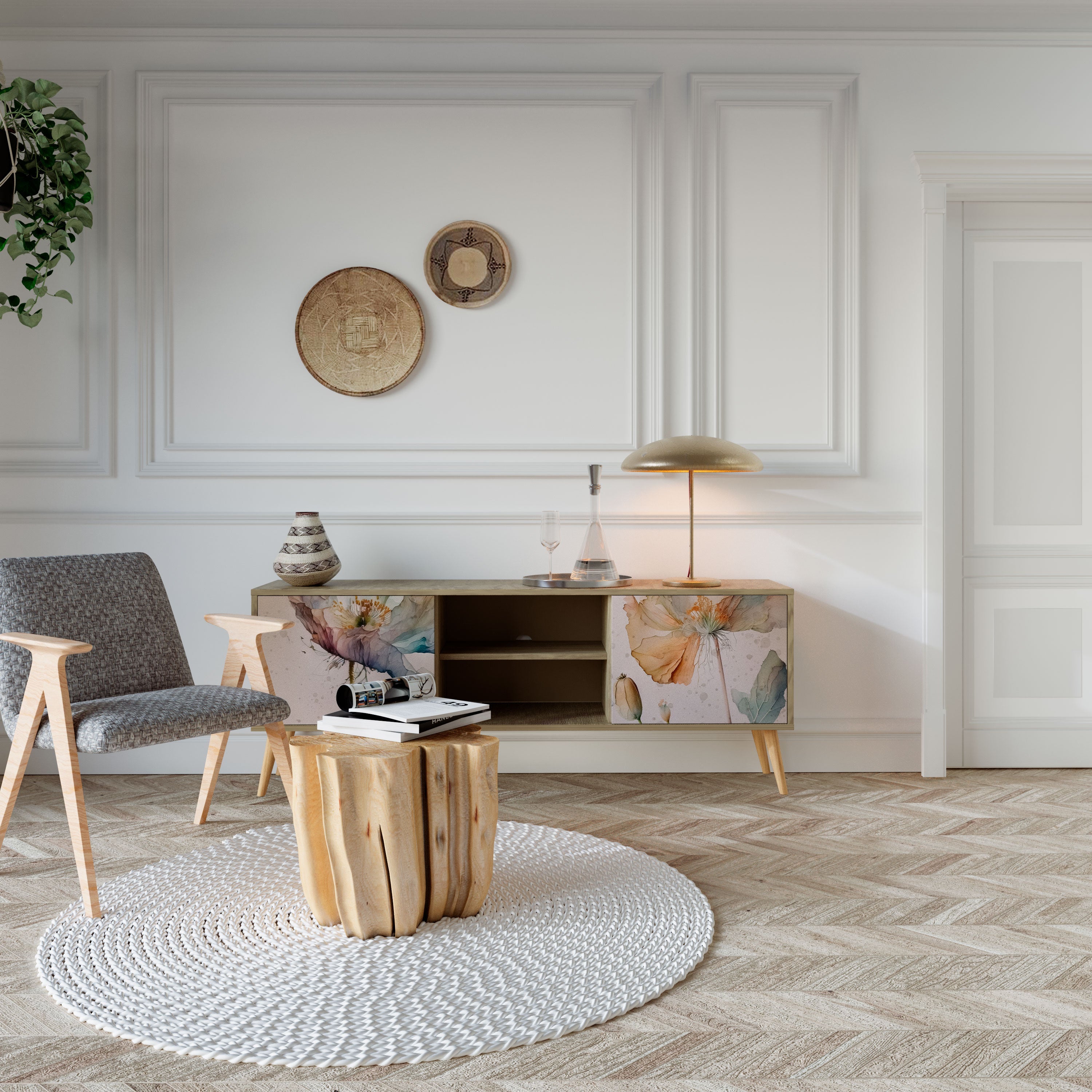 SOFTEN POPPY TV-Lowboard mit 2 Türen in Eiche-Optik