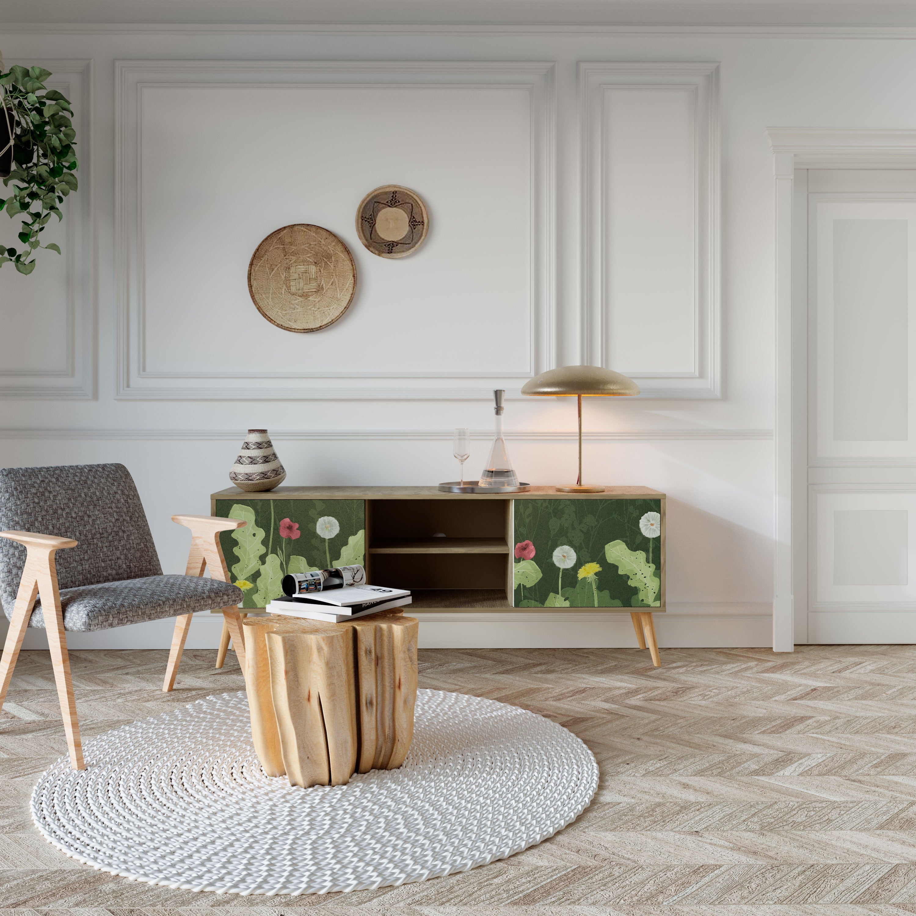 DANDELION AMUSE TV-Lowboard mit 2 Türen in Eiche-Optik