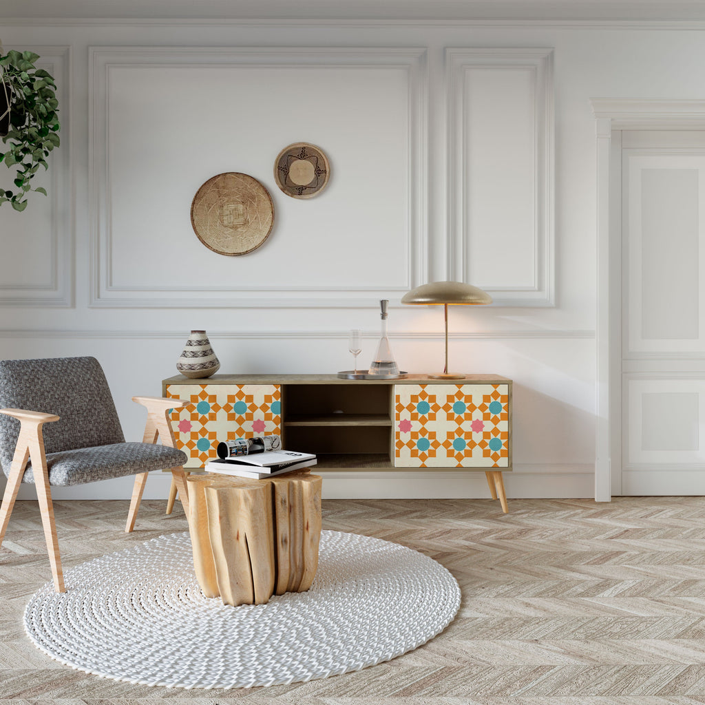 FLORAL DECOR TV-Lowboard mit 2 Türen in Eiche-Optik