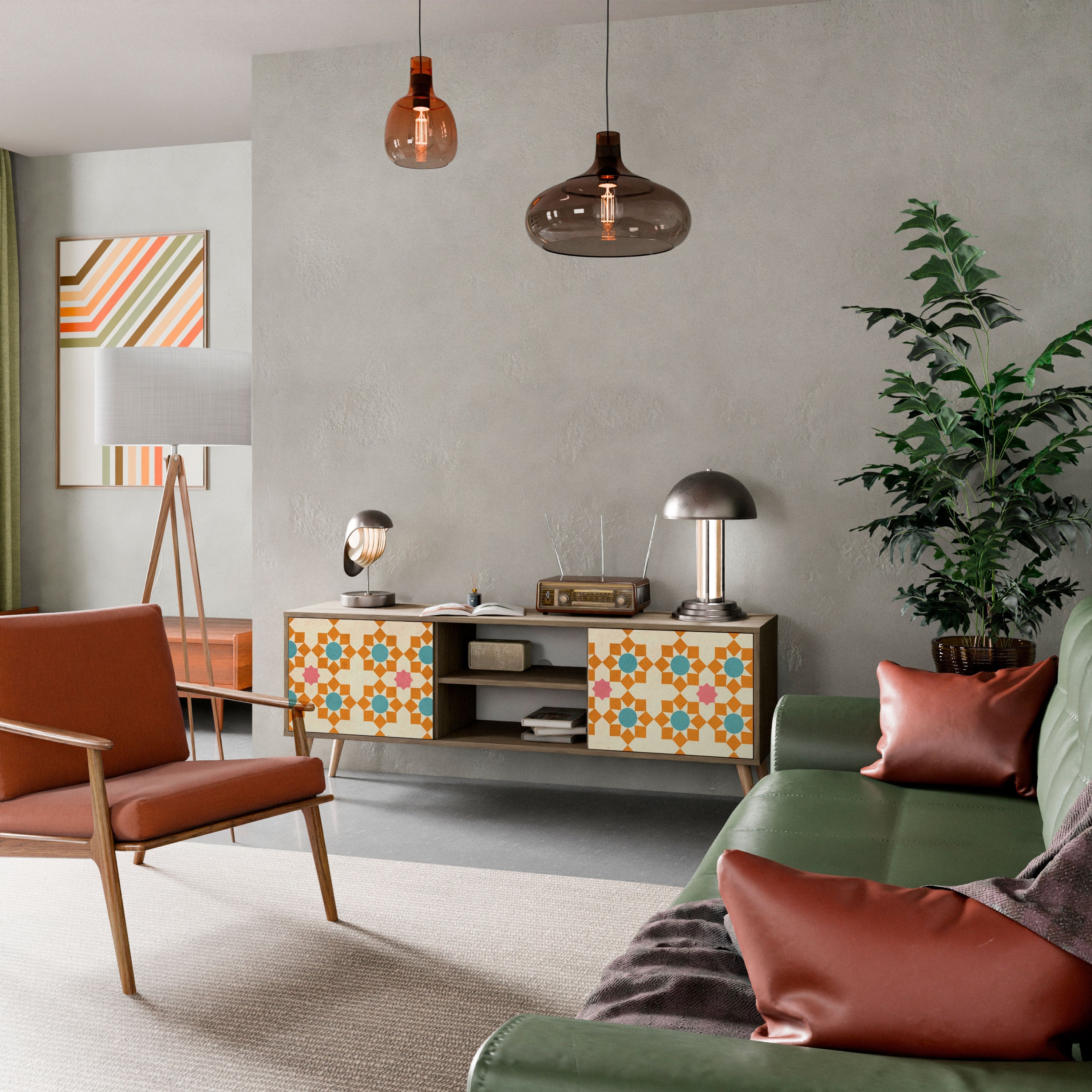 FLORAL DECOR TV-Lowboard mit 2 Türen in Eiche-Optik