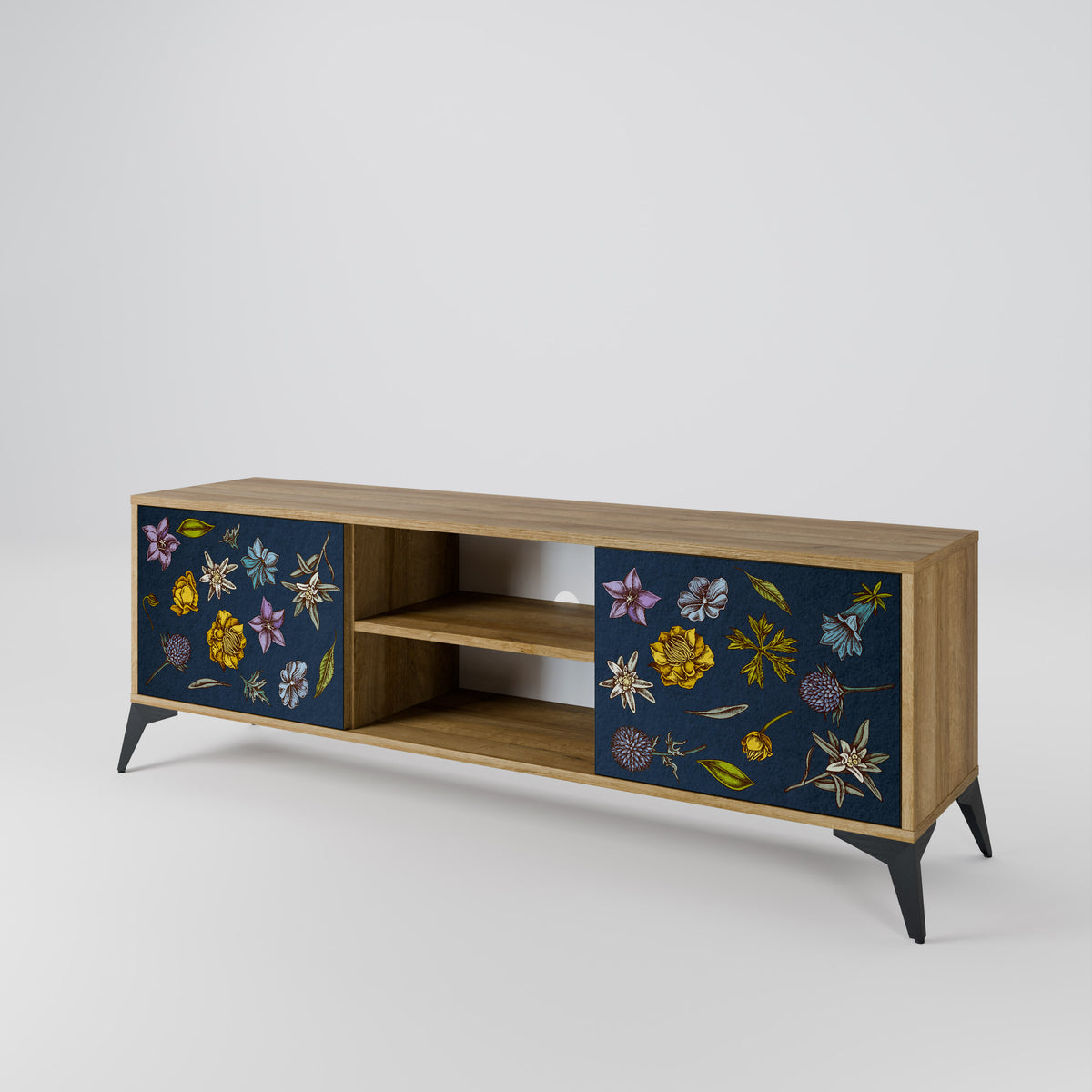 FLOWERS ON NAVY BLUE 2-türiges TV-Lowboard