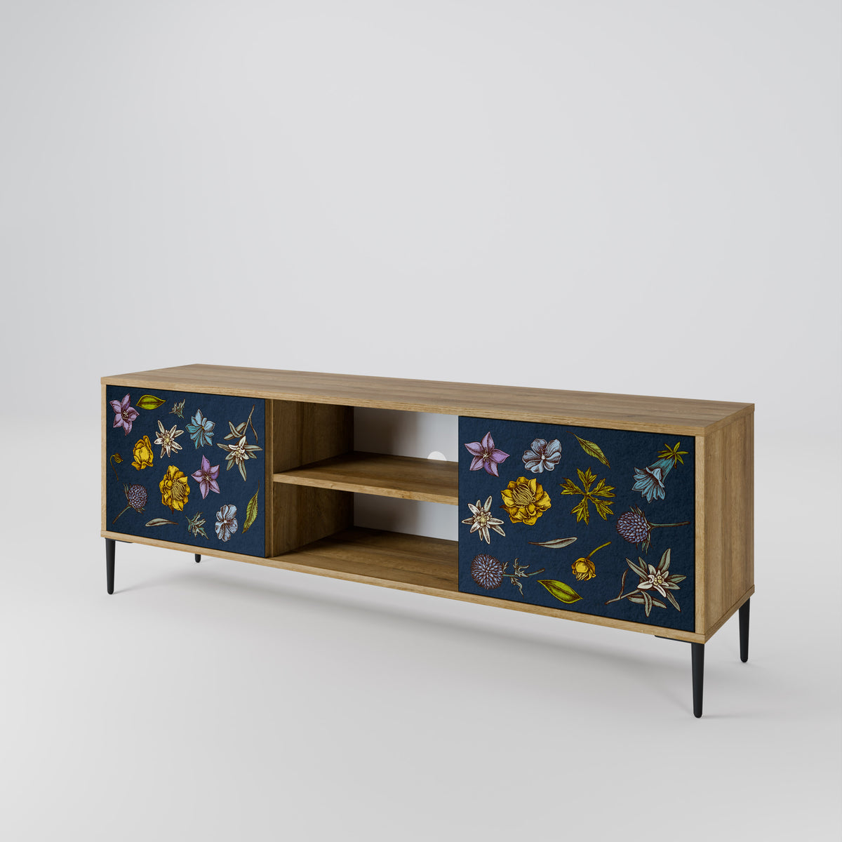FLOWERS ON NAVY BLUE 2-türiges TV-Lowboard