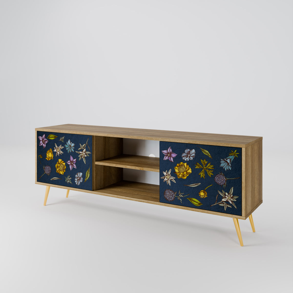 FLOWERS ON NAVY BLUE 2-türiges TV-Lowboard