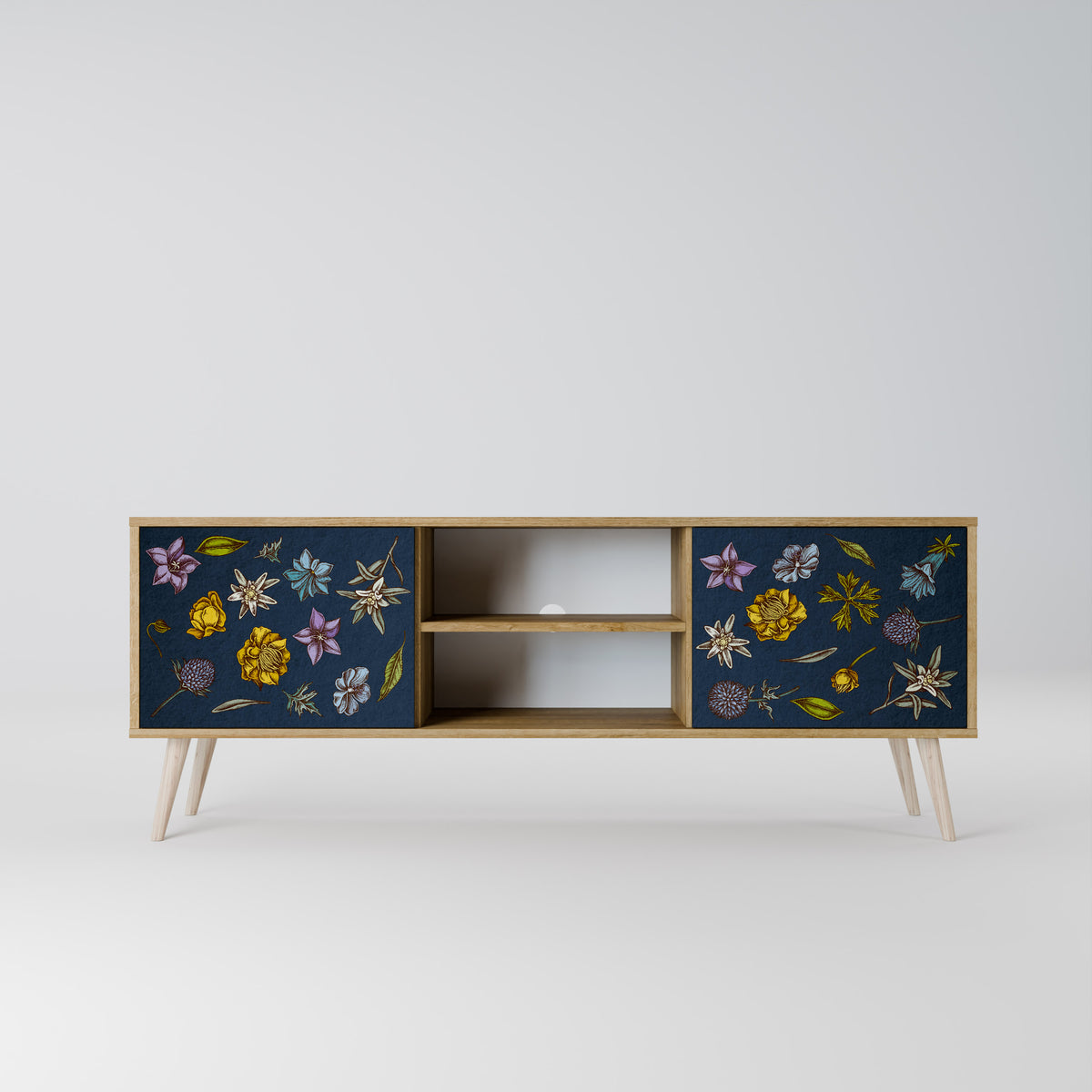 FLOWERS ON NAVY BLUE 2-türiges TV-Lowboard