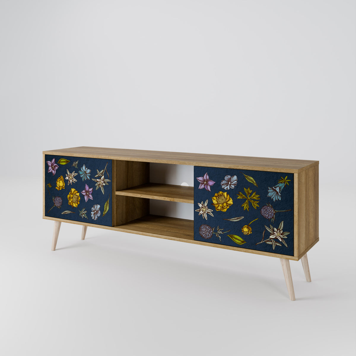 FLOWERS ON NAVY BLUE 2-türiges TV-Lowboard