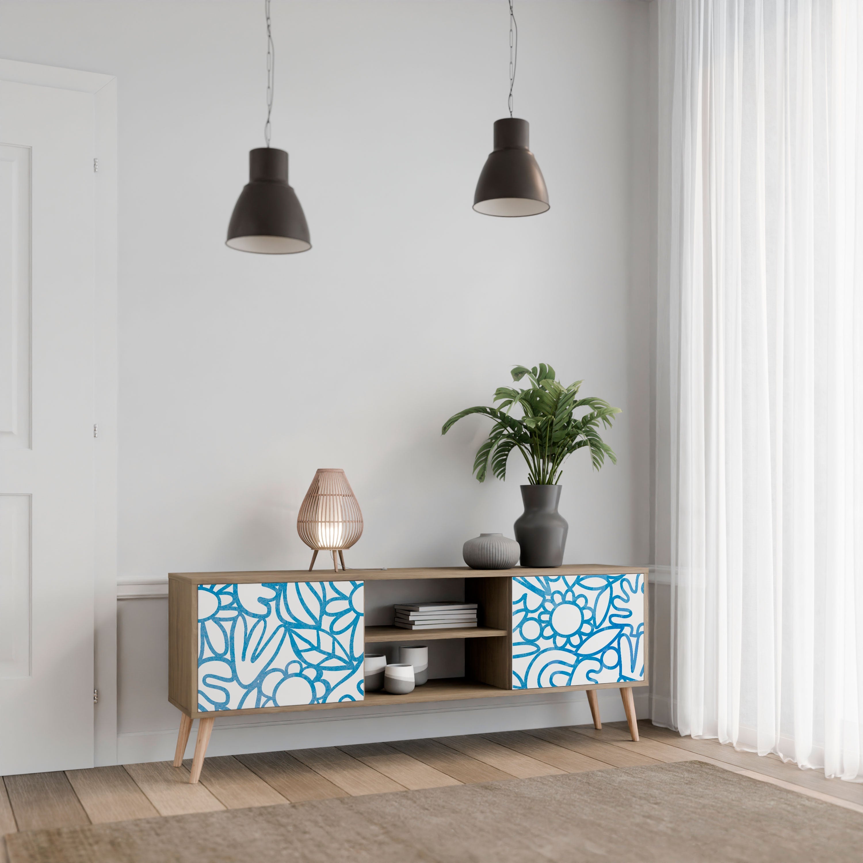 BLOOMY MORNING TV-Lowboard mit 2 Türen in Eiche-Optik