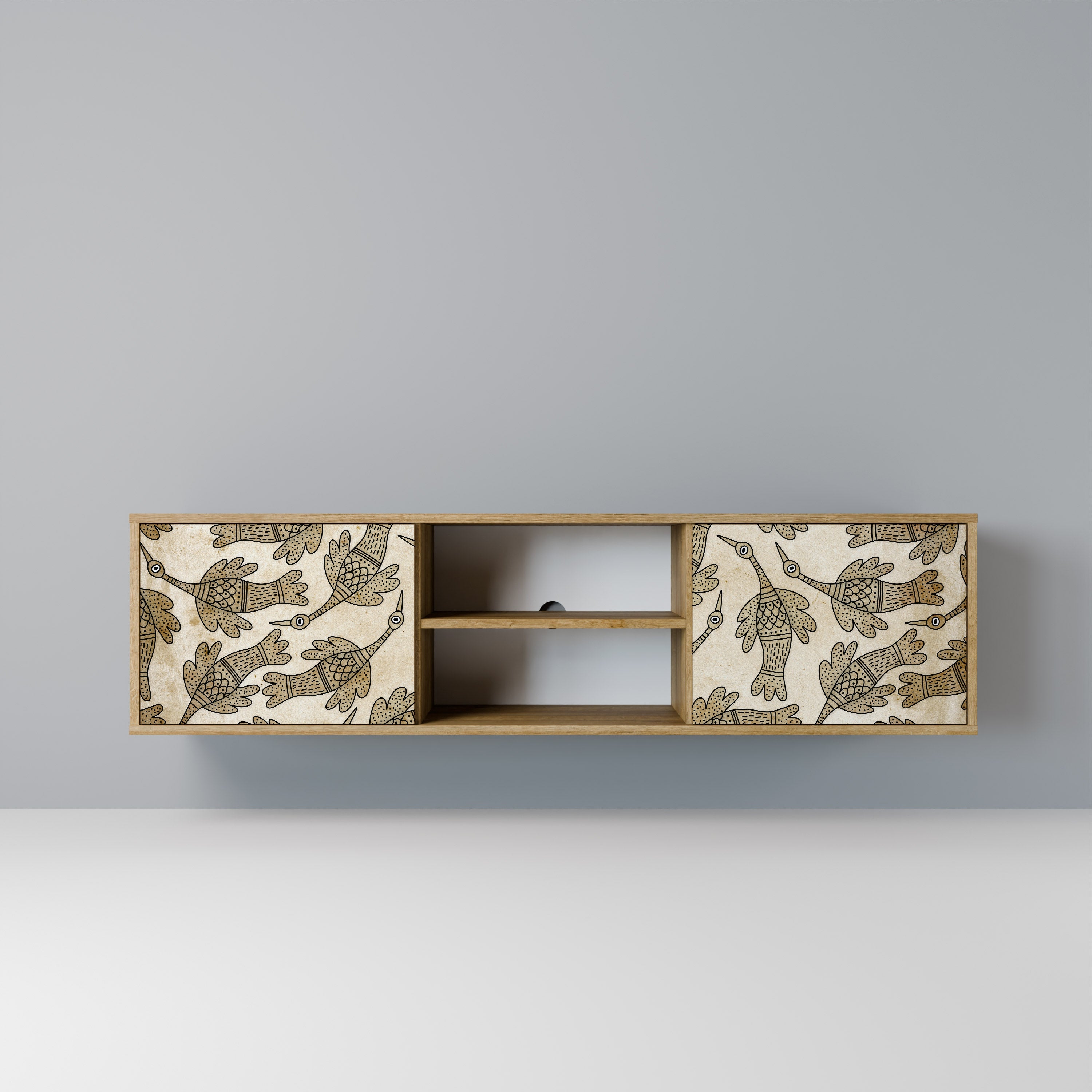 ALMONDINE SONGBIRD 2-Door TV Stand in Oak Effect