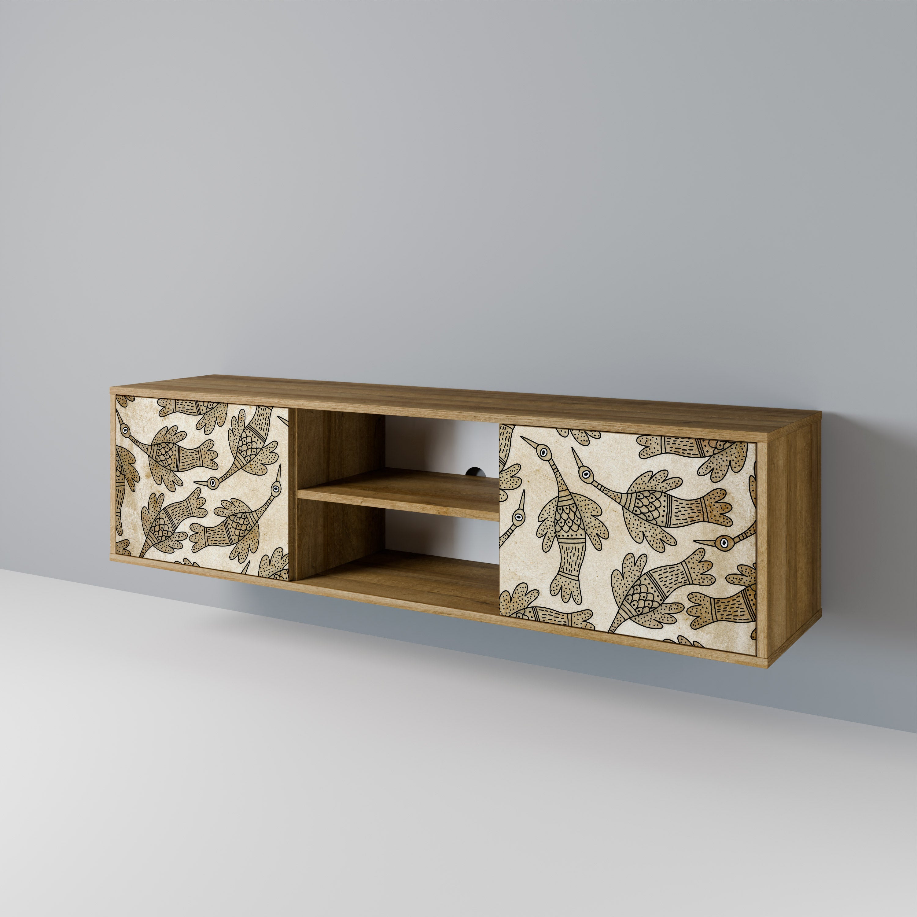 ALMONDINE SONGBIRD 2-Door TV Stand in Oak Effect